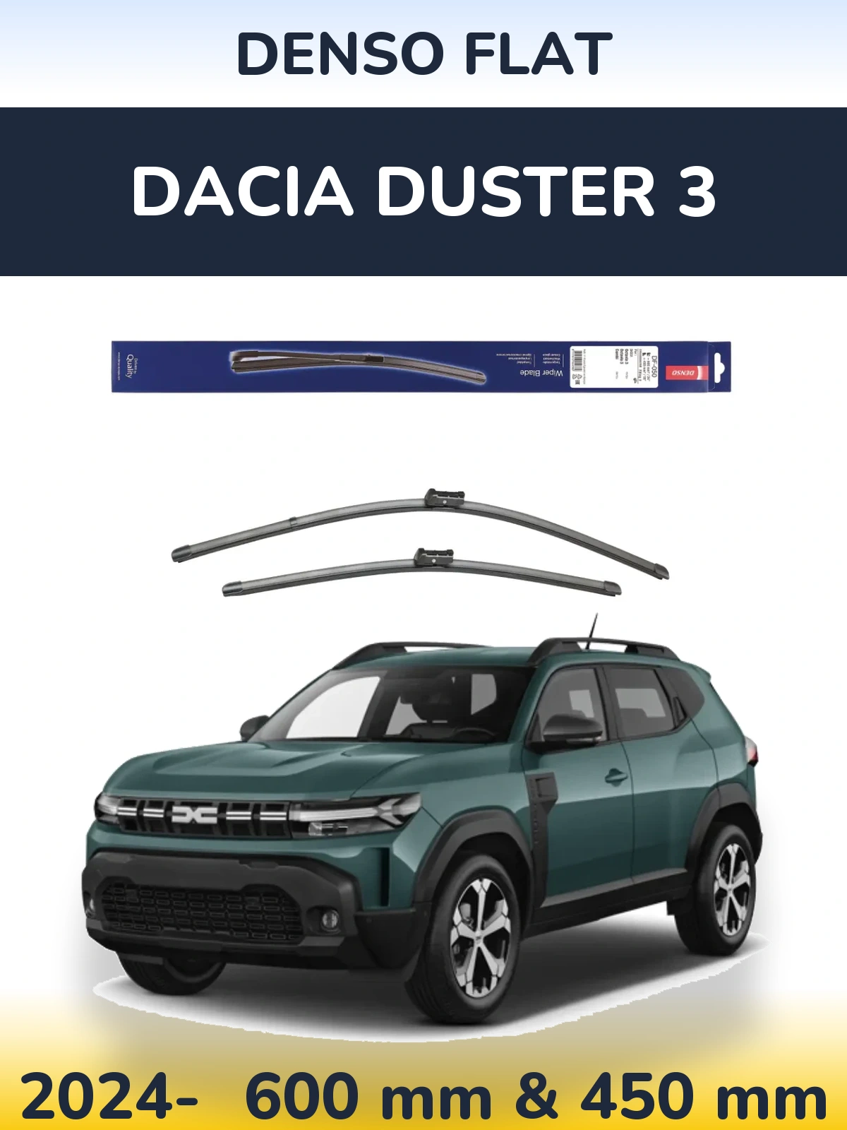 Komplet przednich wycieraczek Denso Flat 600 & 450 mm do Dacia Duster 3 2024-2026