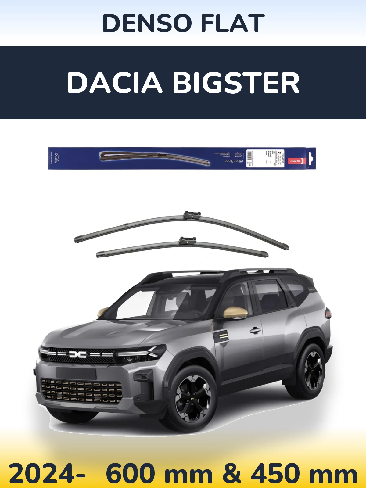 Комплект передних дворников Denso Flat 600 & 450 мм для Dacia Bigster 2024-2026