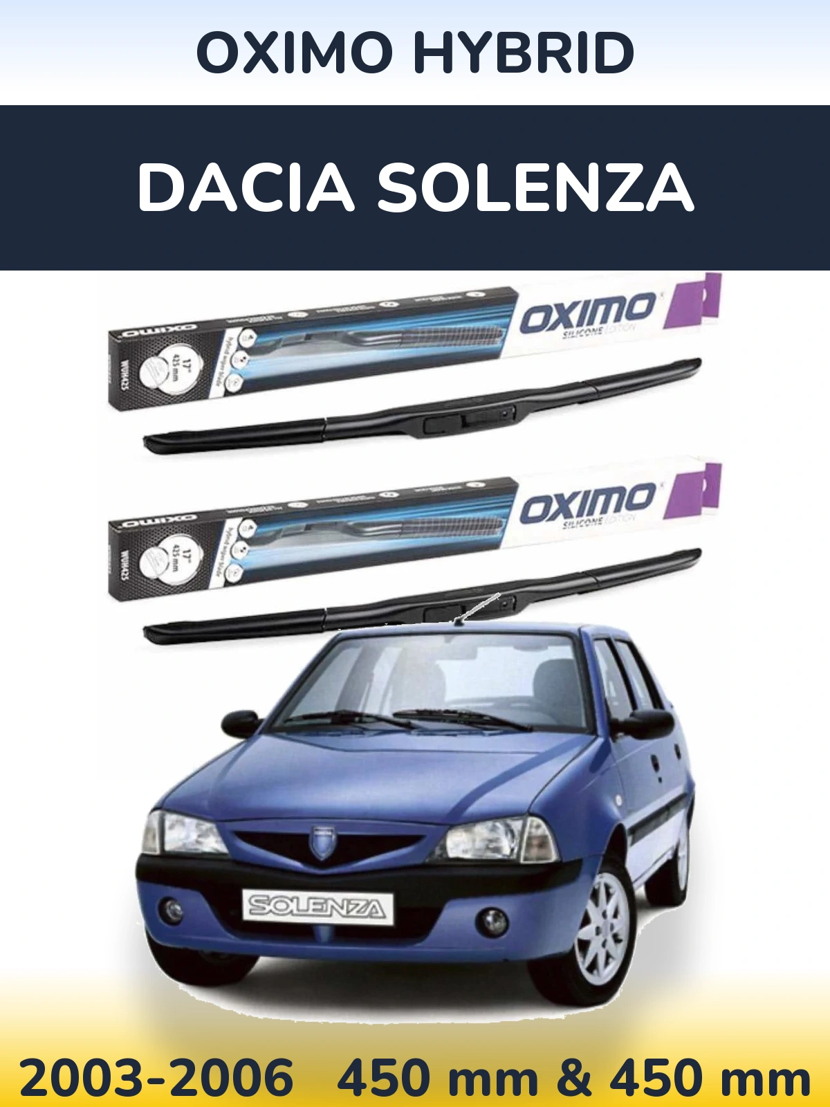 Komplet przednich wycieraczek Oximo Hybrid 450 & 450 mm do Dacia Solenza 2003-2006