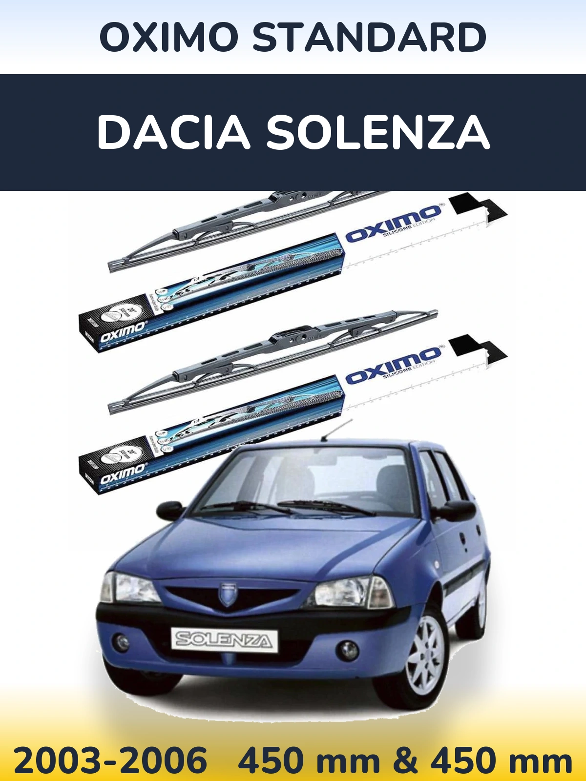 Комплект передніх щіток Oximo Standard 450 & 450 мм для Dacia Solenza 2003-2006