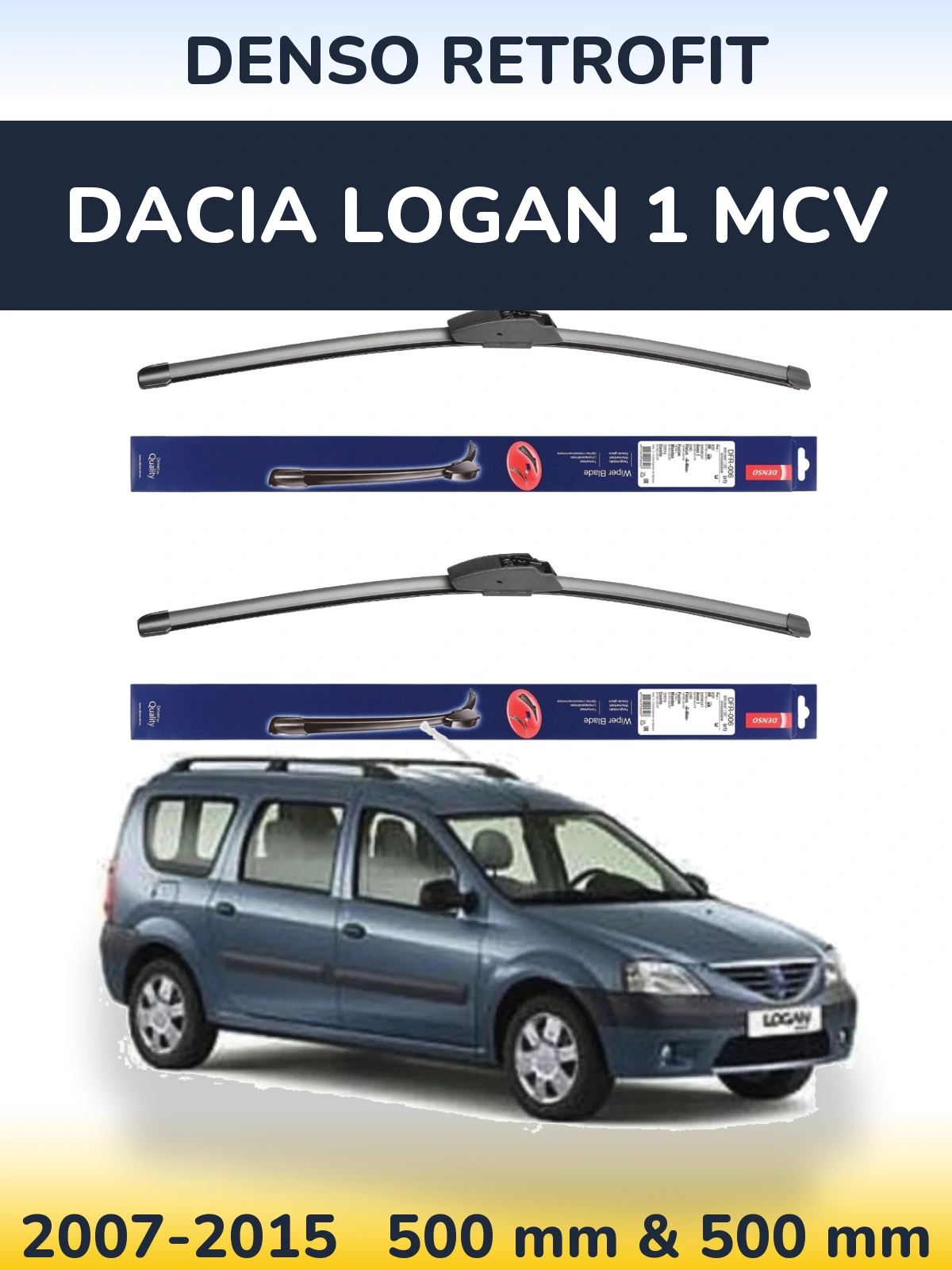 Комплект передних дворников Denso Retrofit 500 & 500 мм для Dacia Logan 1 MCV 2007-2015