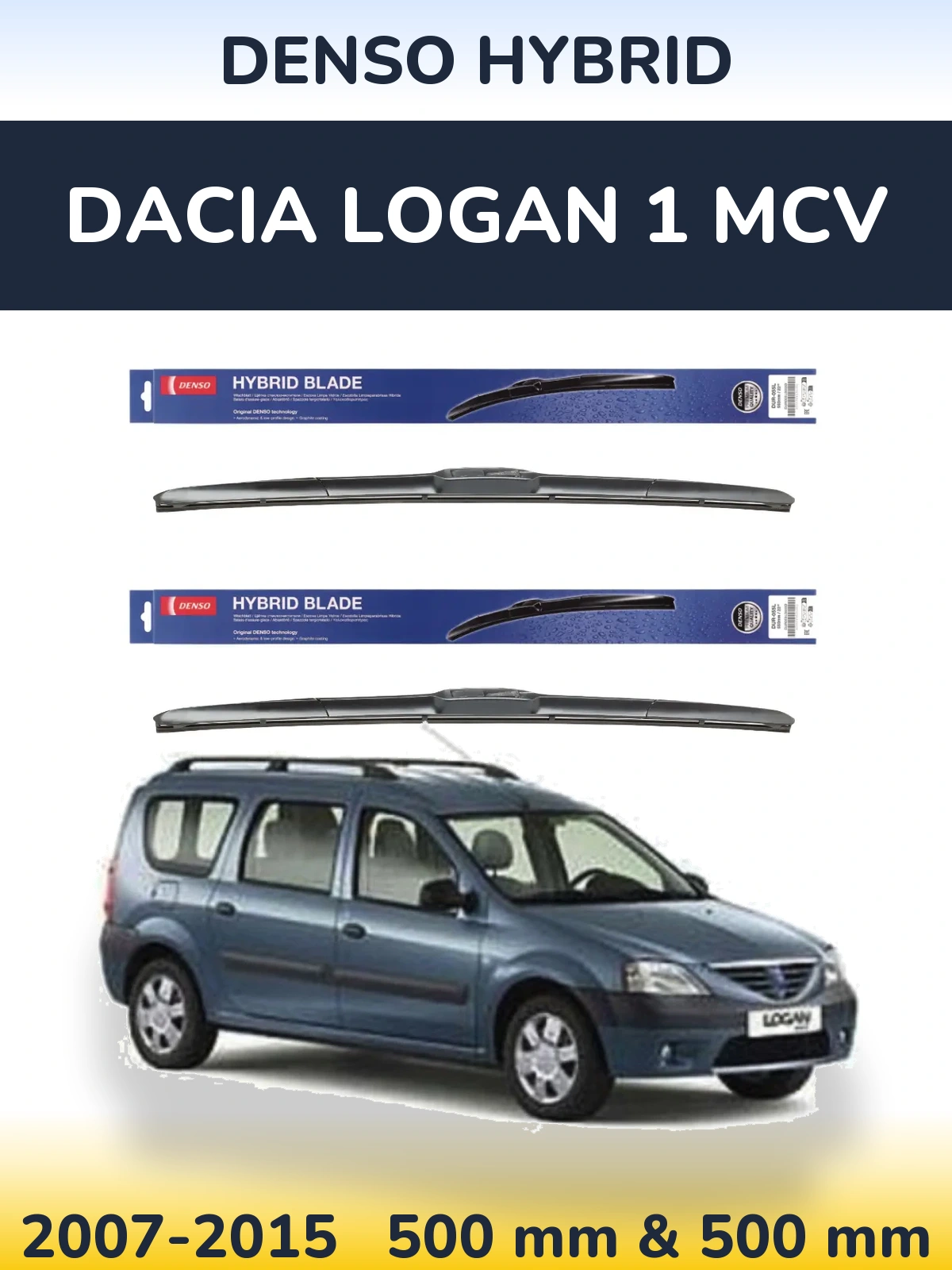 Komplet przednich wycieraczek Denso Hybrid 500 & 500 mm do Dacia Logan 1 MCV 2007-2015