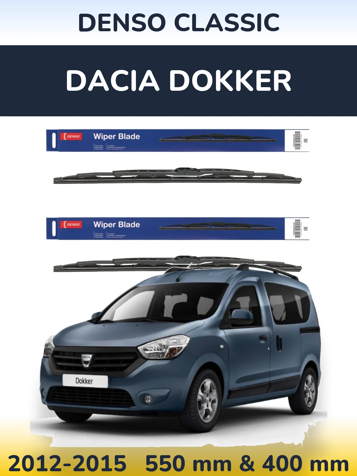 Komplet przednich wycieraczek Denso Classic 550 & 400 mm do Dacia Dokker 2012-2015