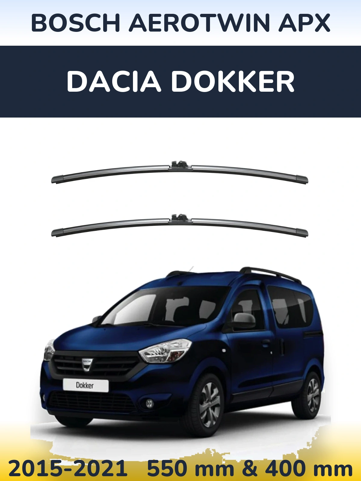 Комплект передніх щіток BOSCH AeroTwin APX 550 & 400 мм для Dacia Dokker 2015-2021