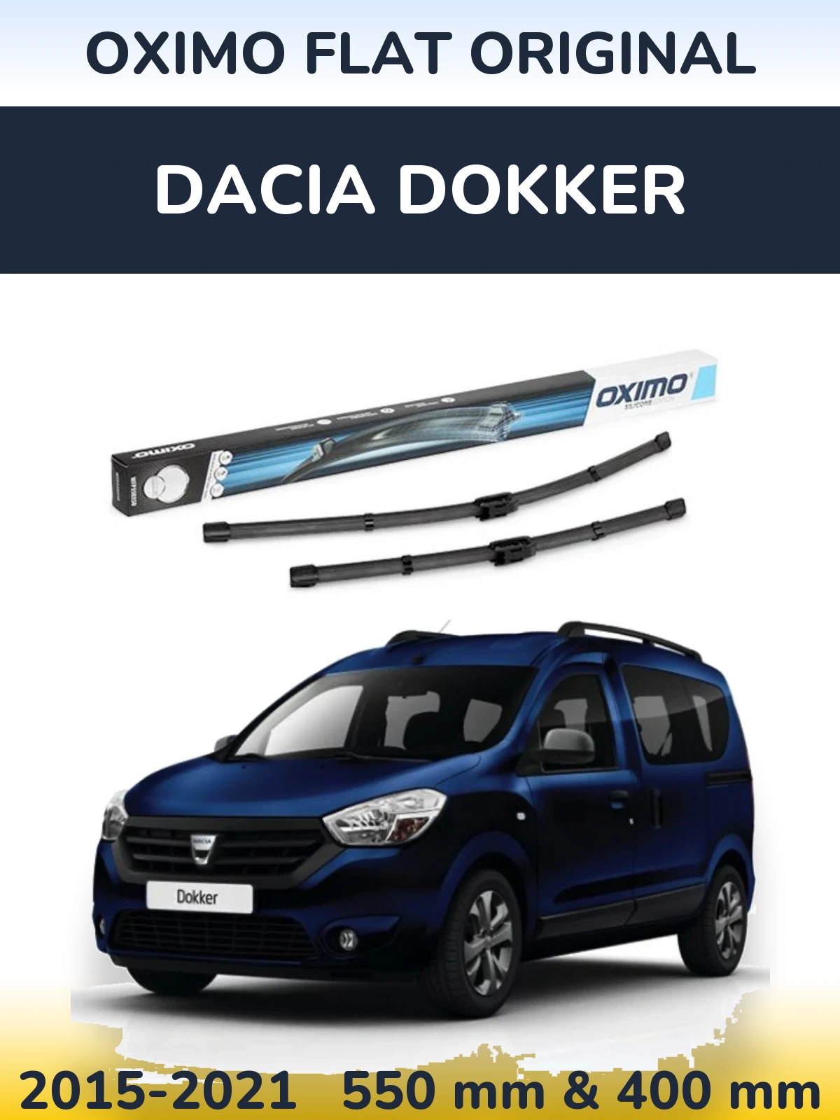 Комплект передних дворников Oximo Flat Original 550 & 400 мм для Dacia Dokker 2015-2021
