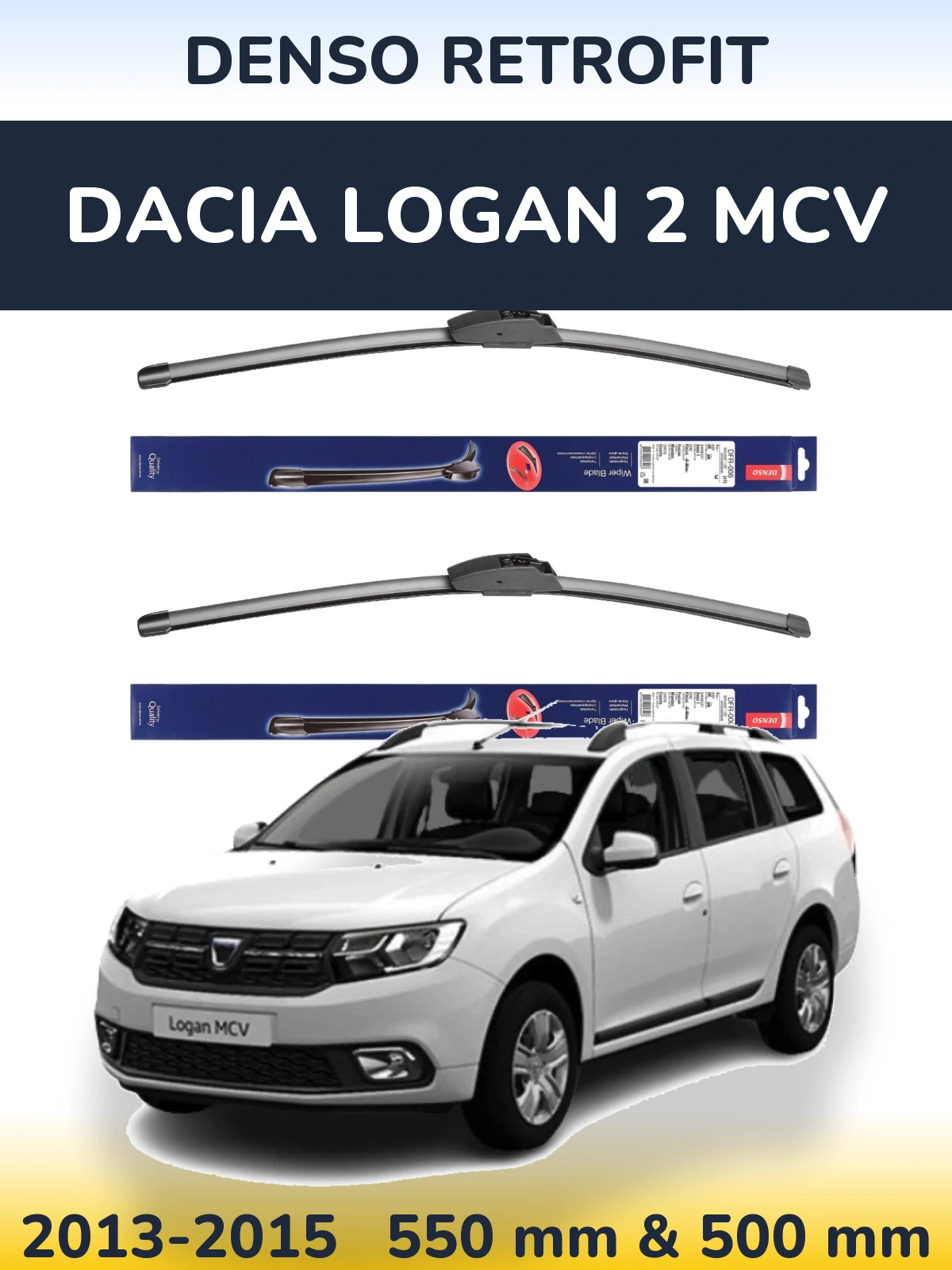 Комплект передних дворников Denso Retrofit 550 & 500 мм для Dacia Logan 2 MCV 2013-2015