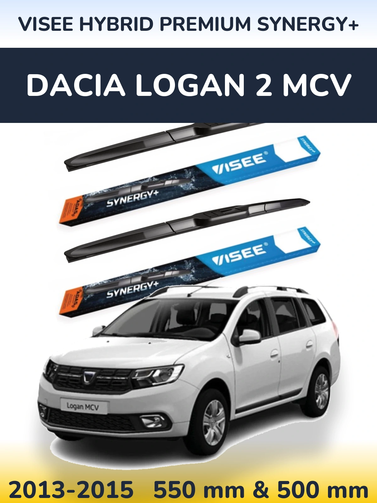 Комплект передніх щіток VISEE HYBRID PREMIUM SYNERGY+ 550 & 500 мм для Dacia Logan 2 MCV 2013-2015