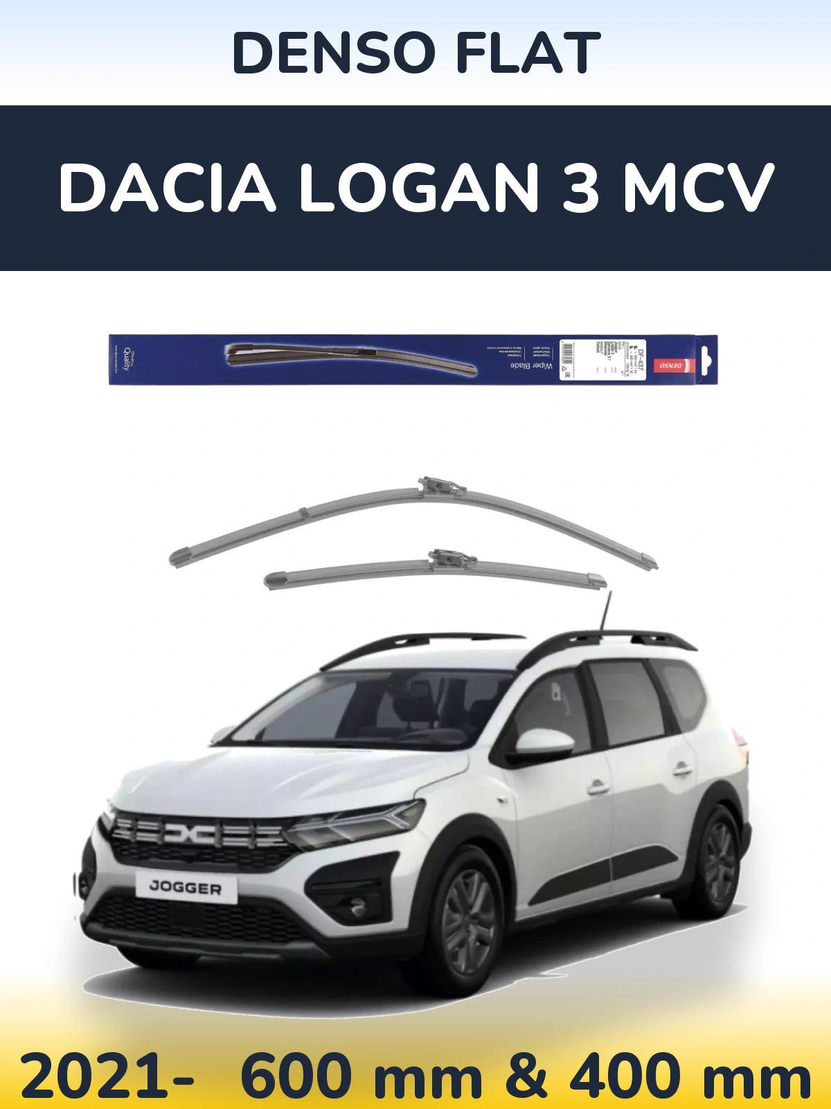 Комплект передних дворников Denso Flat 600 & 400 мм для Dacia Logan 3 MCV 2021-2026