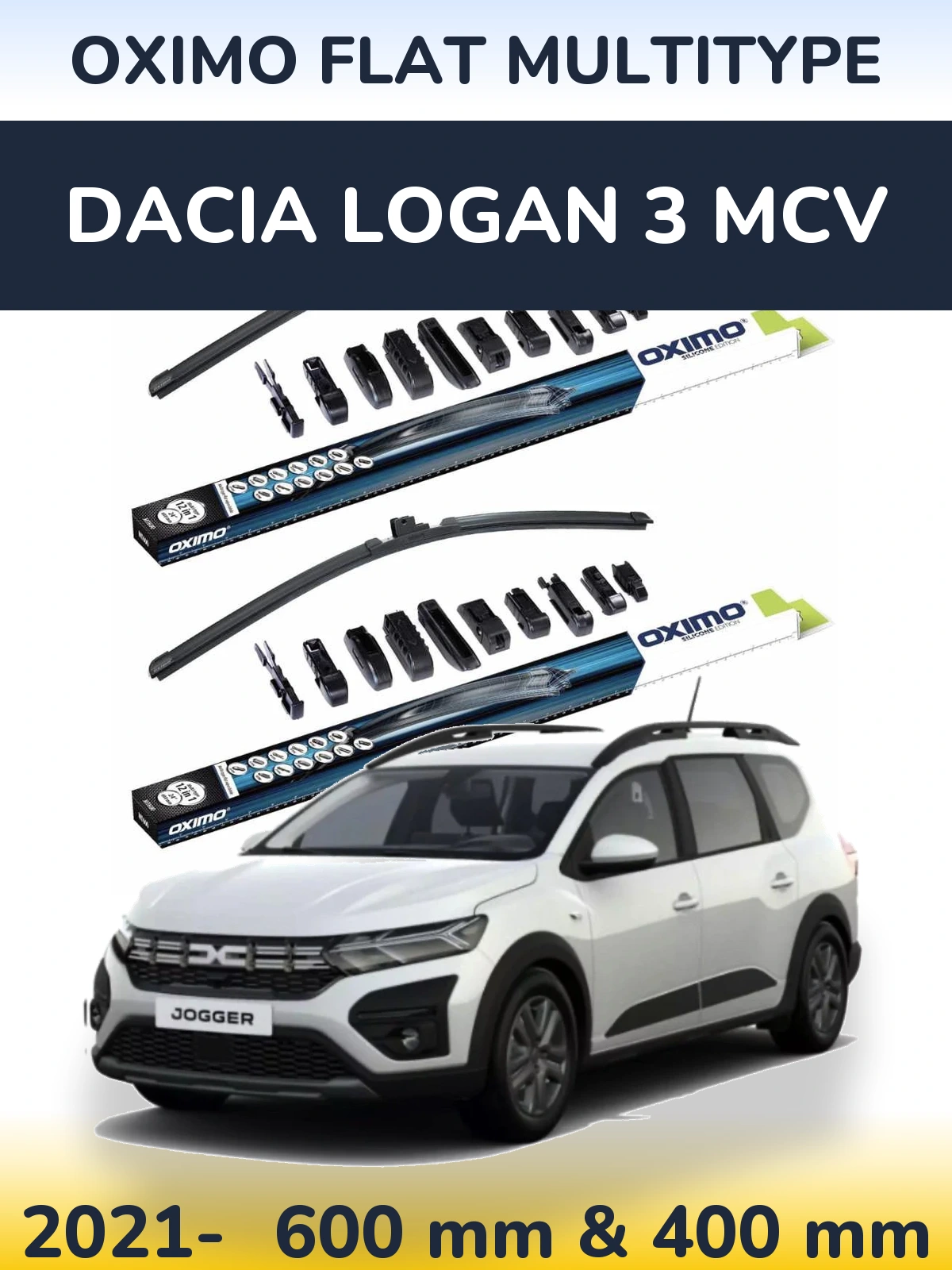 Komplet przednich wycieraczek Oximo Flat MultiType 600 & 400 mm do Dacia Logan 3 MCV 2021-2026