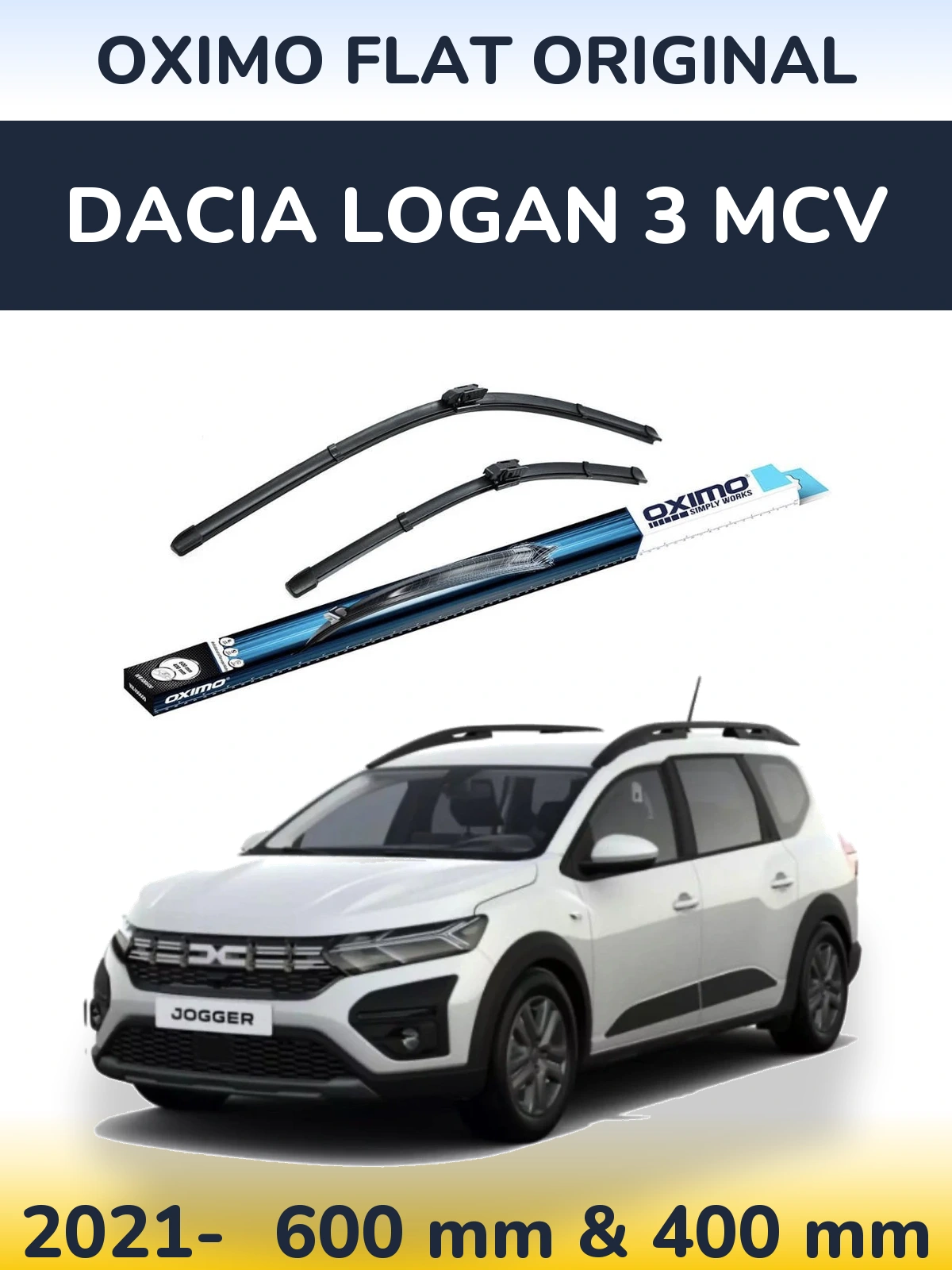 Komplet przednich wycieraczek Oximo Flat Original 600 & 400 mm do Dacia Logan 3 MCV 2021-2026