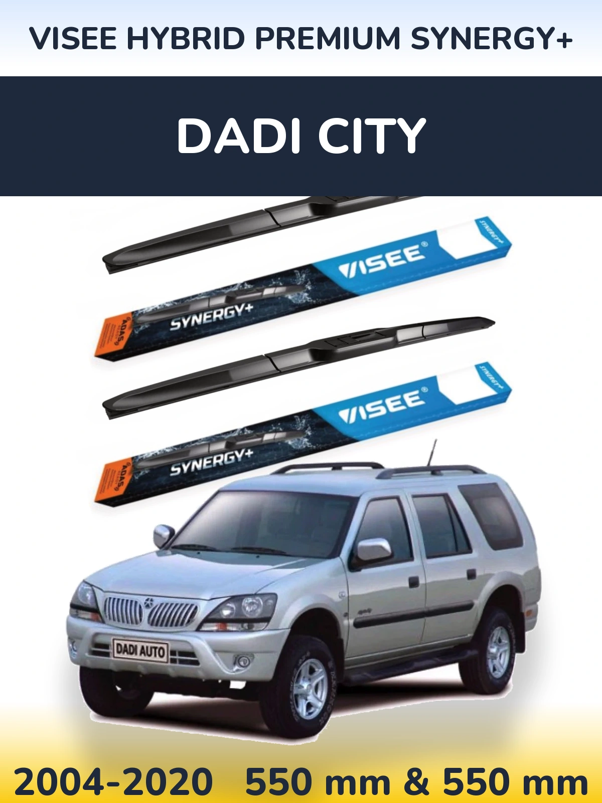 Komplet przednich wycieraczek VISEE HYBRID PREMIUM SYNERGY+ 550 & 550 mm do Dadi City 2004-2020