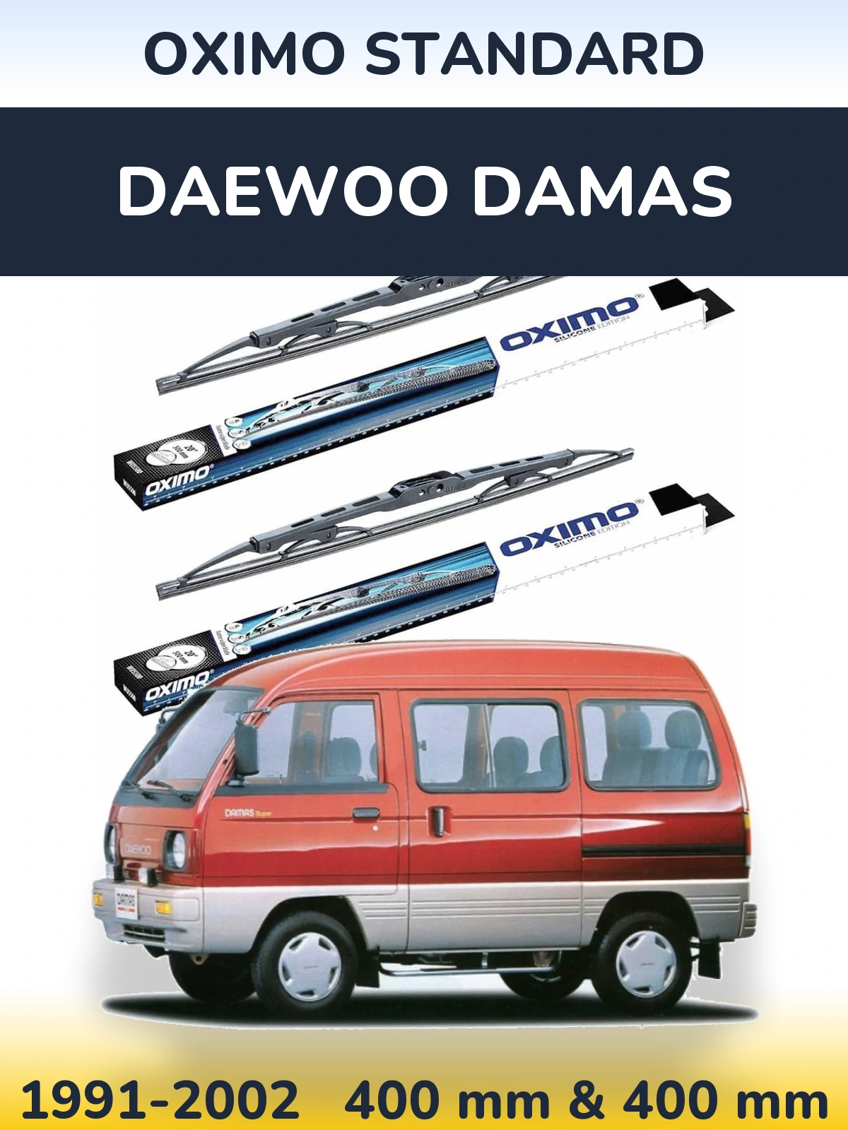 Комплект передних дворников Oximo Standard 400 & 400 мм для Daewoo Damas 1991-2002