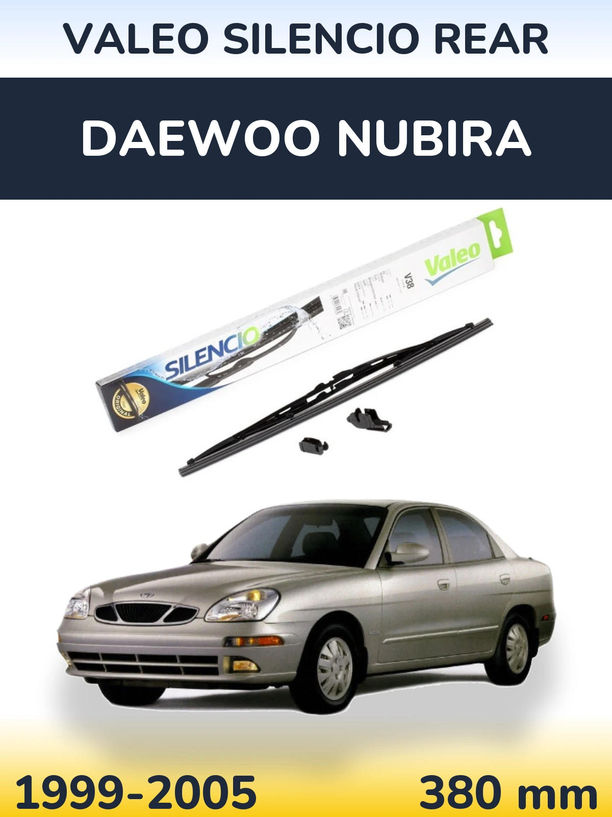 Rear wiper blade Valeo Silencio Rear 380 mm for Daewoo Nubira 1999-2005