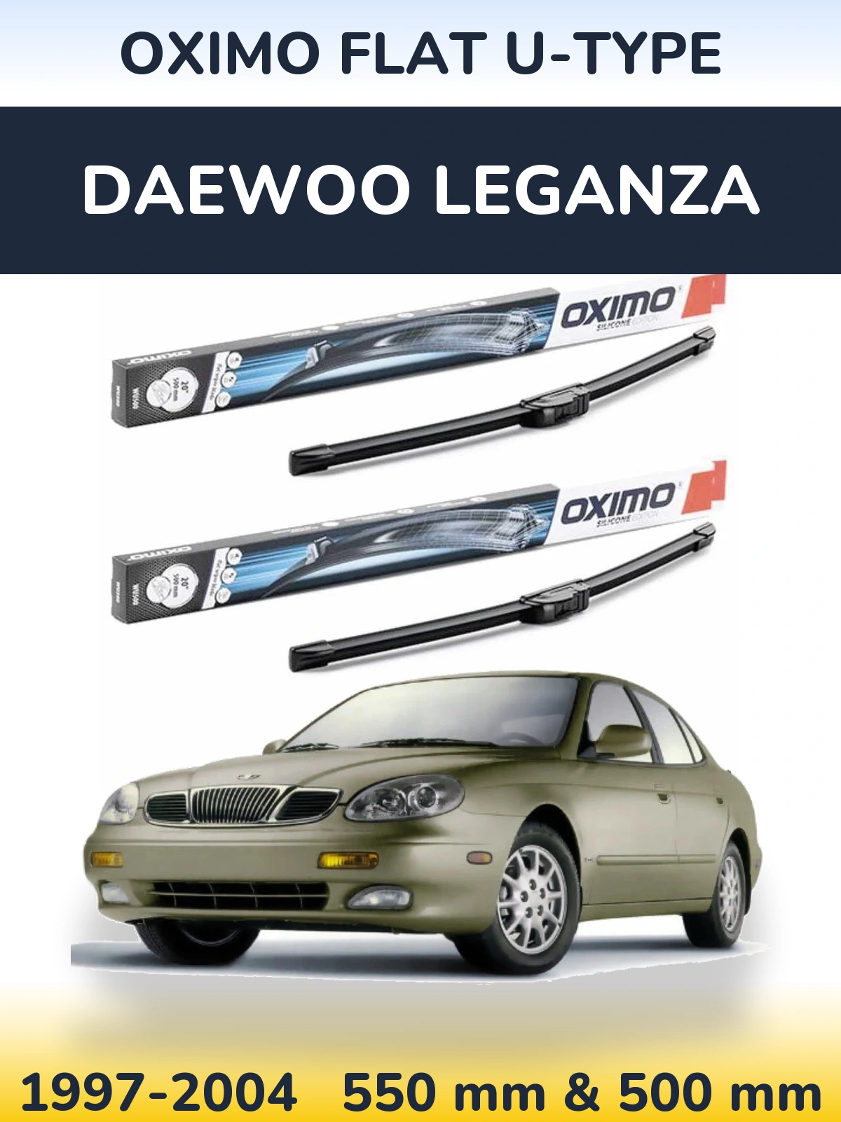 Комплект передних дворников Oximo Flat U-type 550 & 500 мм для Daewoo Leganza 1997-2004