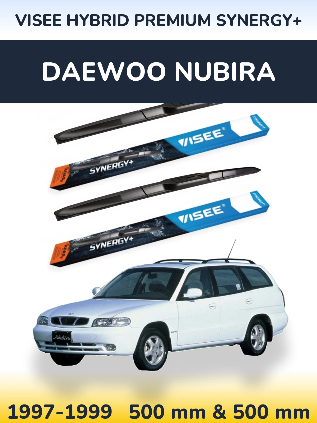 Комплект передних дворников VISEE HYBRID PREMIUM SYNERGY+ 500 & 500 мм для Daewoo Nubira 1997-1999