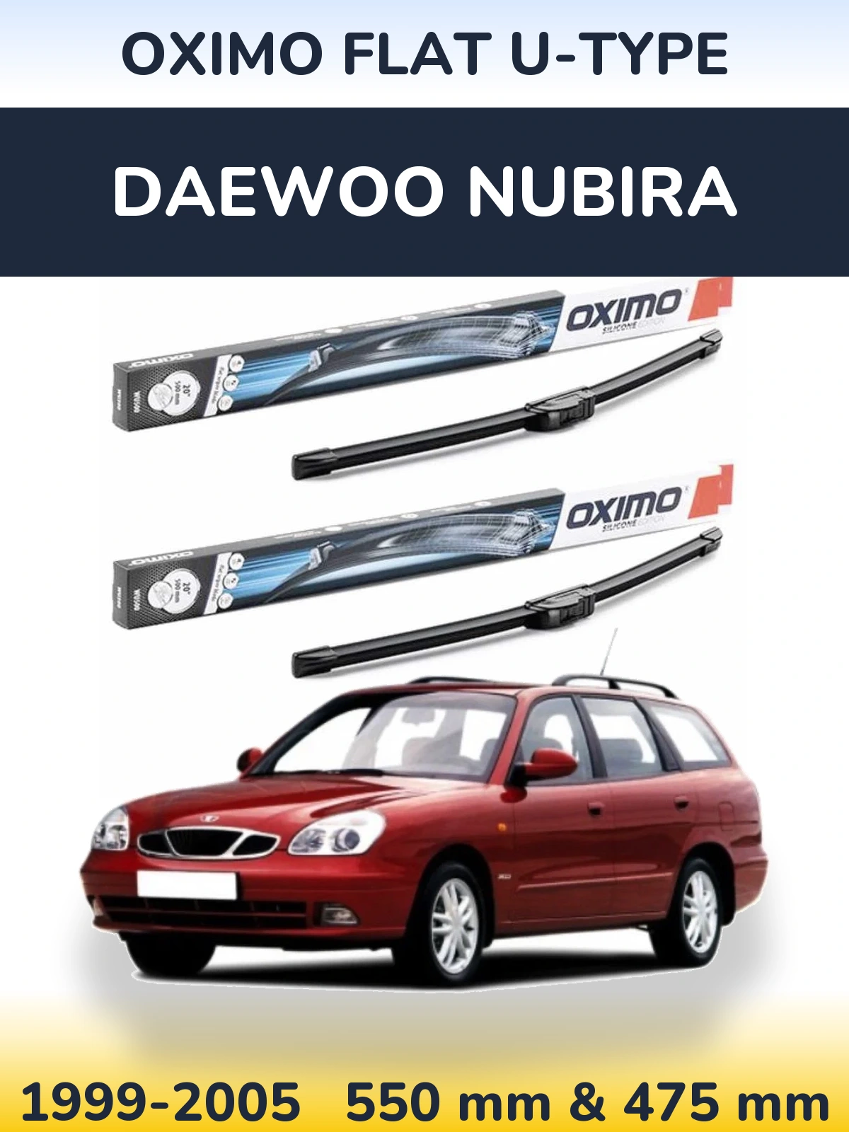 Комплект передних дворников Oximo Flat U-type 550 & 475 мм для Daewoo Nubira 1999-2005