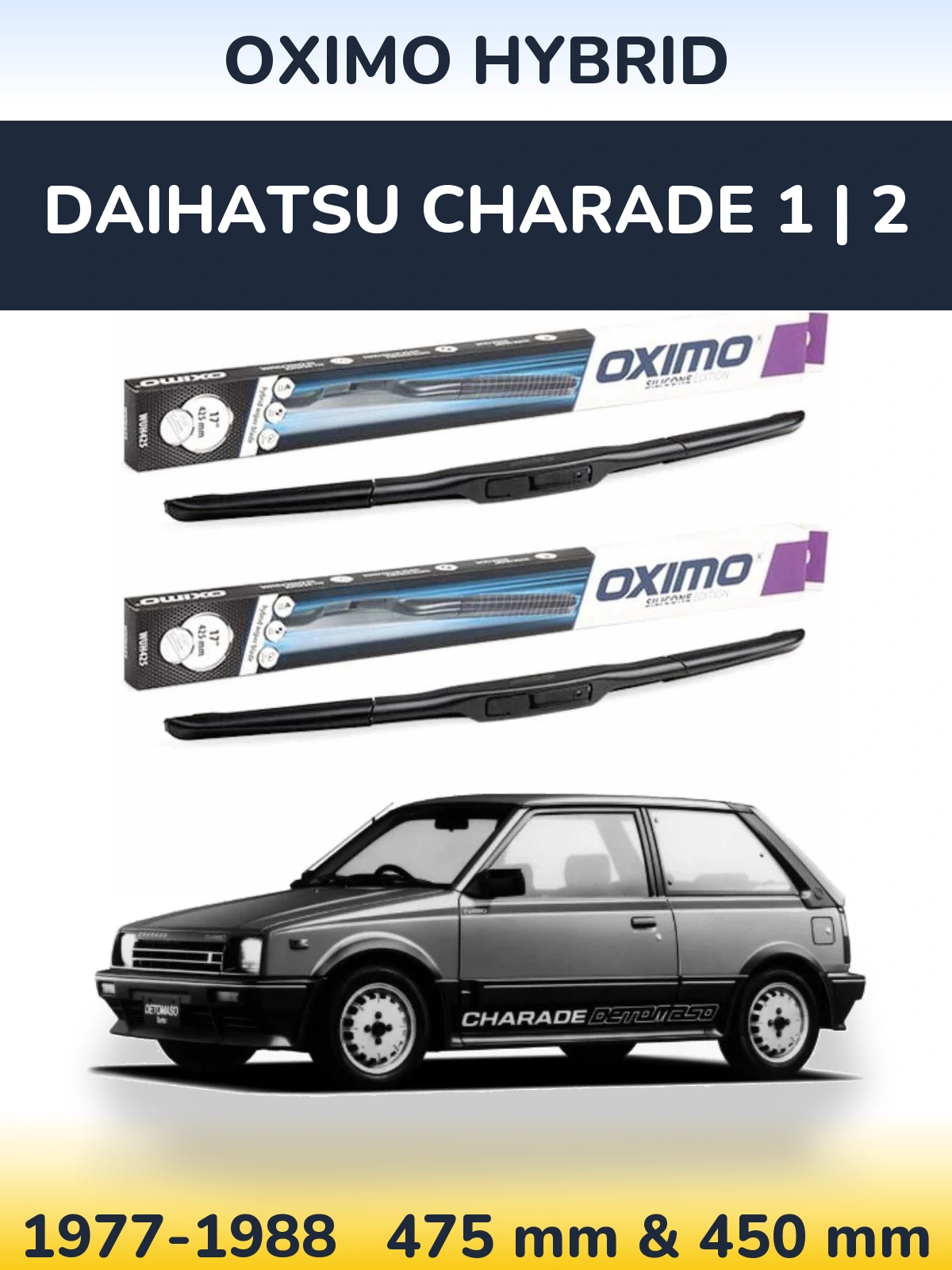 Комплект передних дворников Oximo Hybrid 475 & 450 мм для Daihatsu Charade 1 | 2 1977-1988