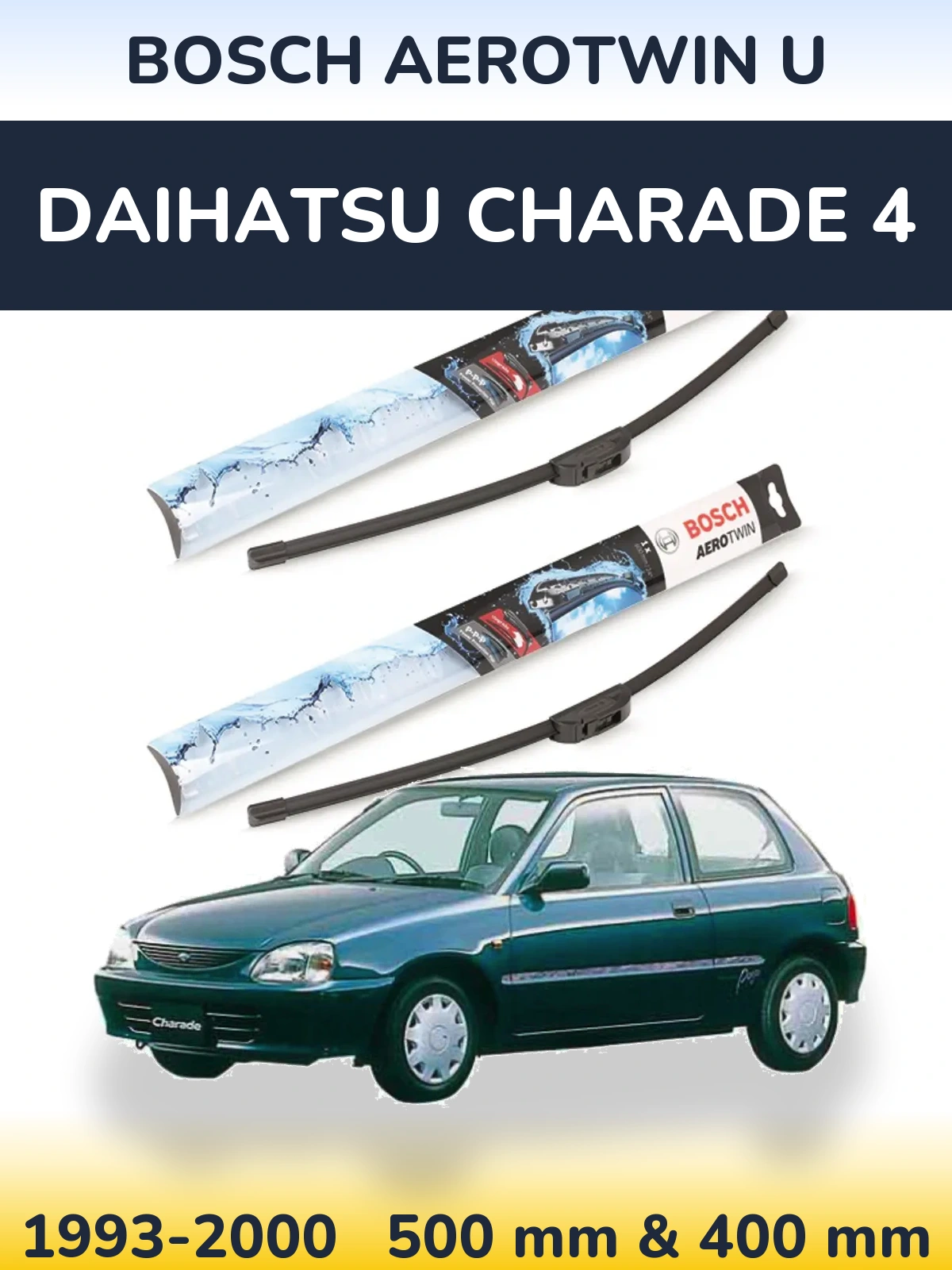 Комплект передних дворников BOSCH AeroTwin U 500 & 400 мм для Daihatsu Charade 4 1993-2000