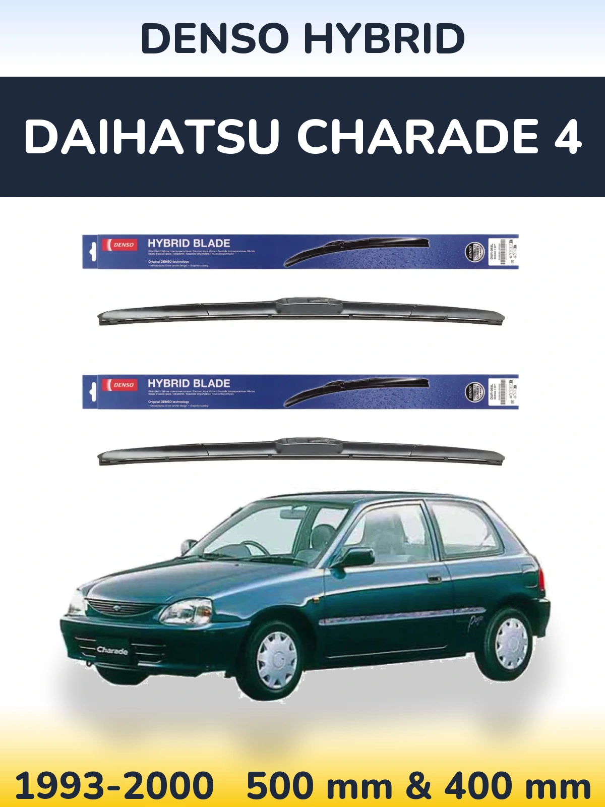 Комплект передніх щіток Denso Hybrid 500 & 400 мм для Daihatsu Charade 4 1993-2000