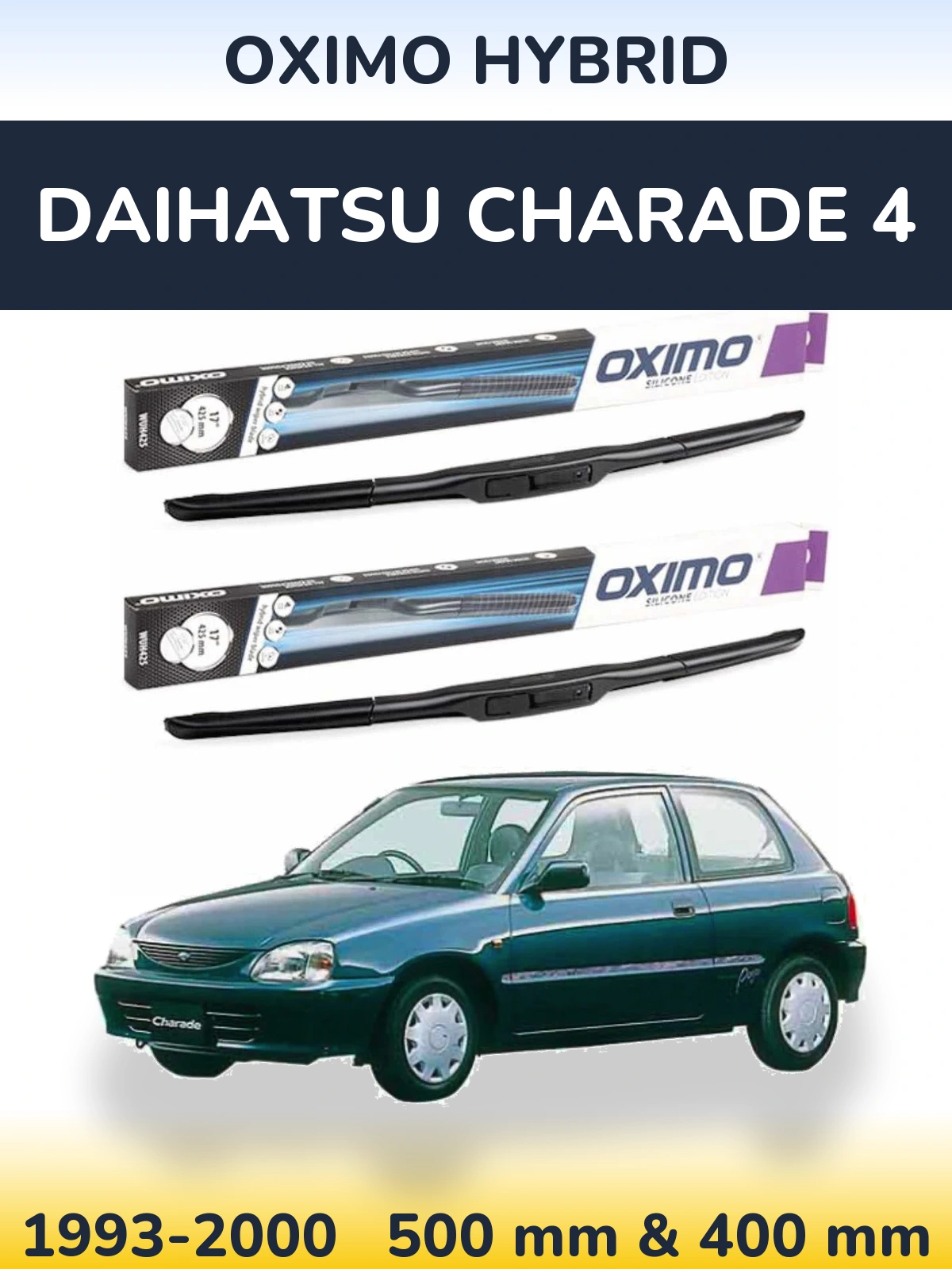 Комплект передних дворников Oximo Hybrid 500 & 400 мм для Daihatsu Charade 4 1993-2000