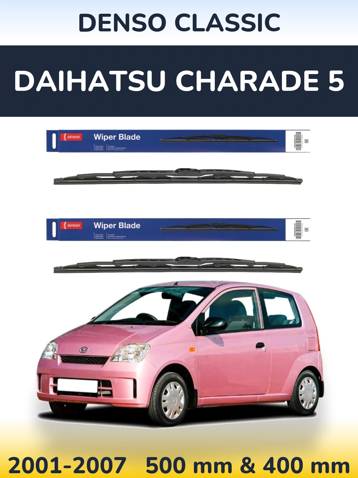 Комплект передних дворников Denso Classic 500 & 400 мм для Daihatsu Charade 5 2001-2007