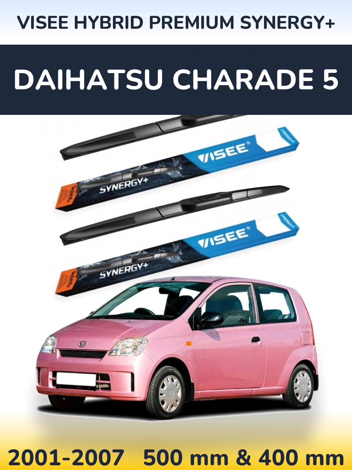 Комплект передніх щіток VISEE HYBRID PREMIUM SYNERGY+ 500 & 400 мм для Daihatsu Charade 5 2001-2007