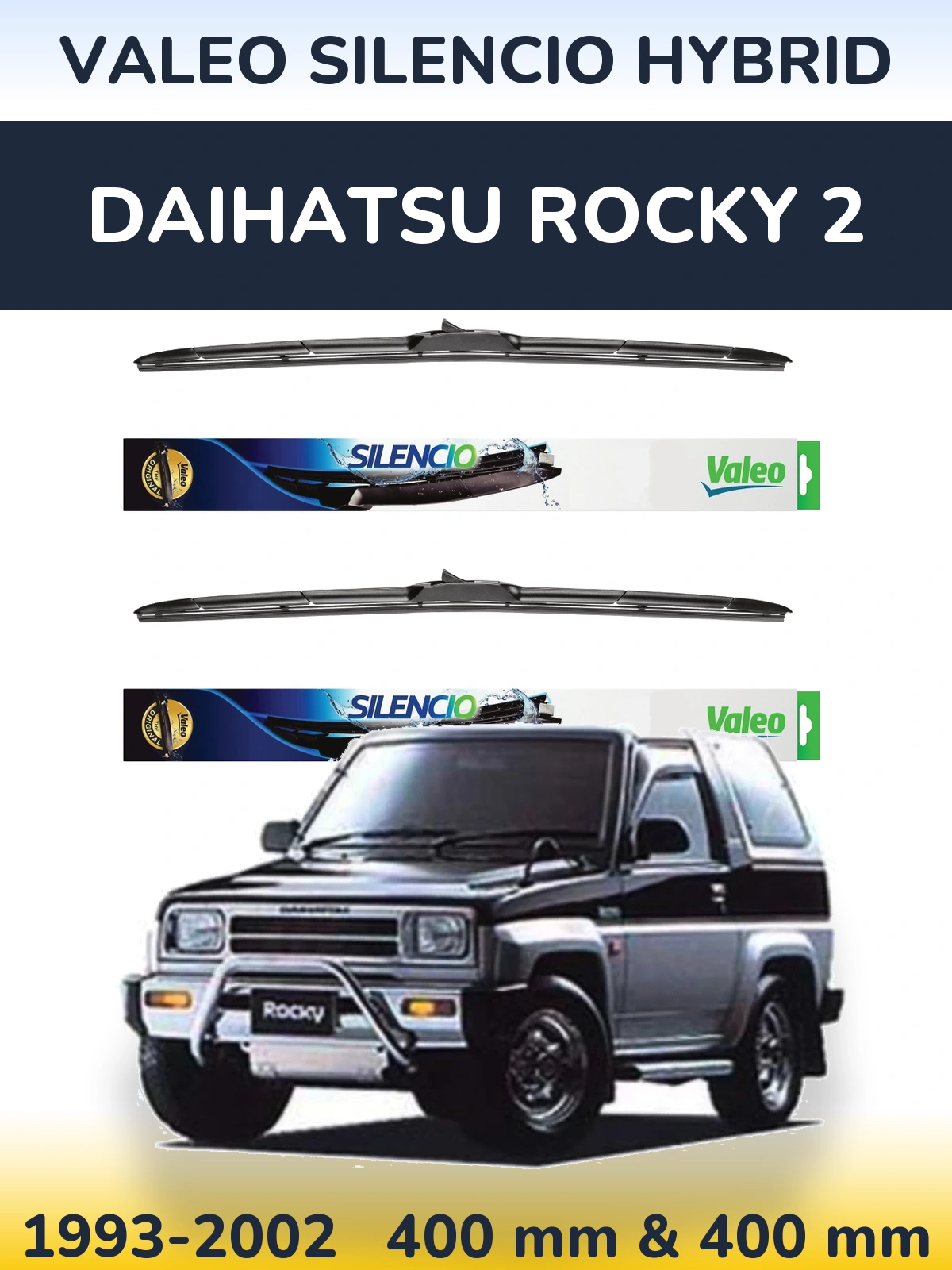Комплект передних дворников Valeo Silencio Hybrid 400 & 400 мм для Daihatsu Rocky 2 1993-2002