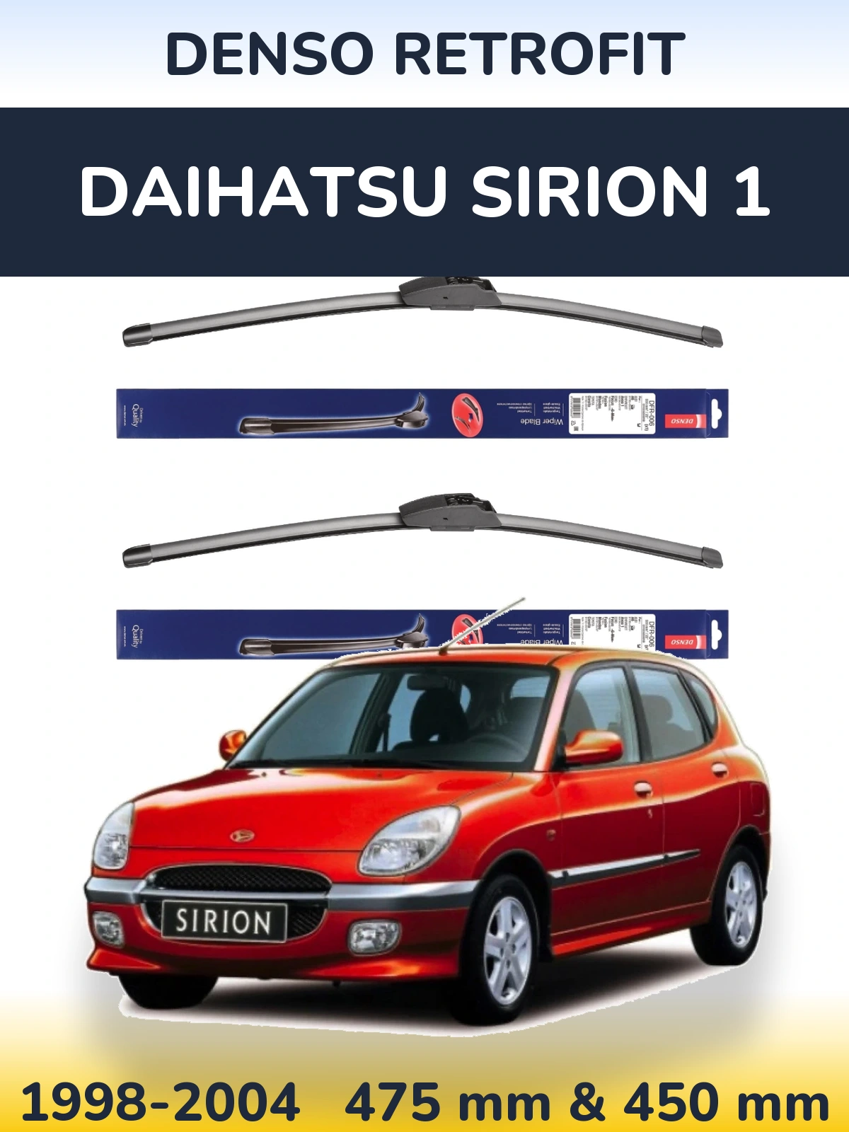 Комплект передних дворников Denso Retrofit 475 & 450 мм для Daihatsu SIrion 1 1998-2004