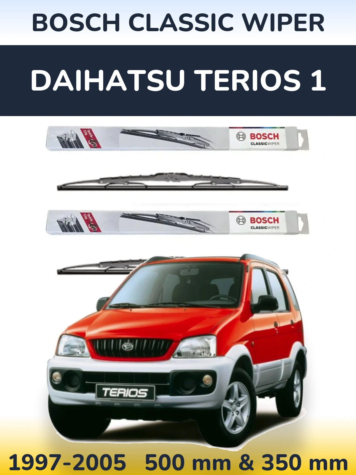 Front wiper blade set BOSCH Classic Wiper 500 & 340 mm for Daihatsu Terios 1 1997-2005