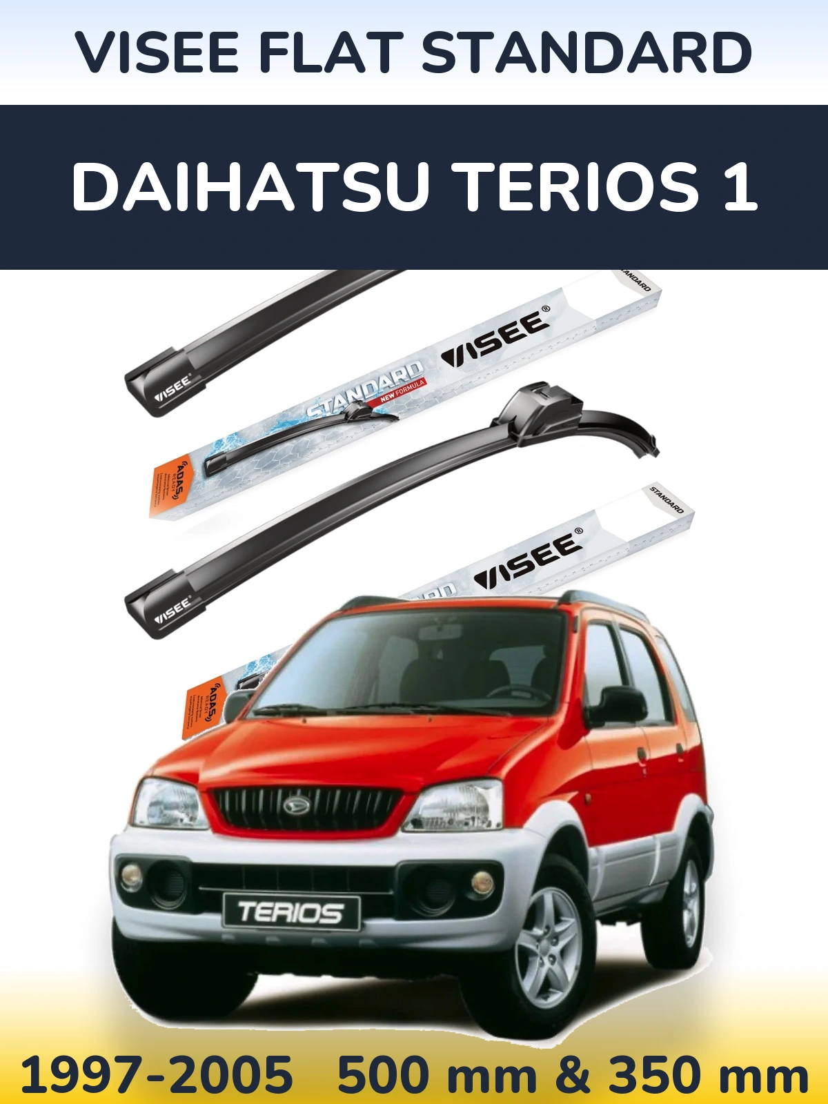 Комплект передніх щіток VISEE FLAT STANDARD 500 & 350 мм для Daihatsu Terios 1 1997-2005