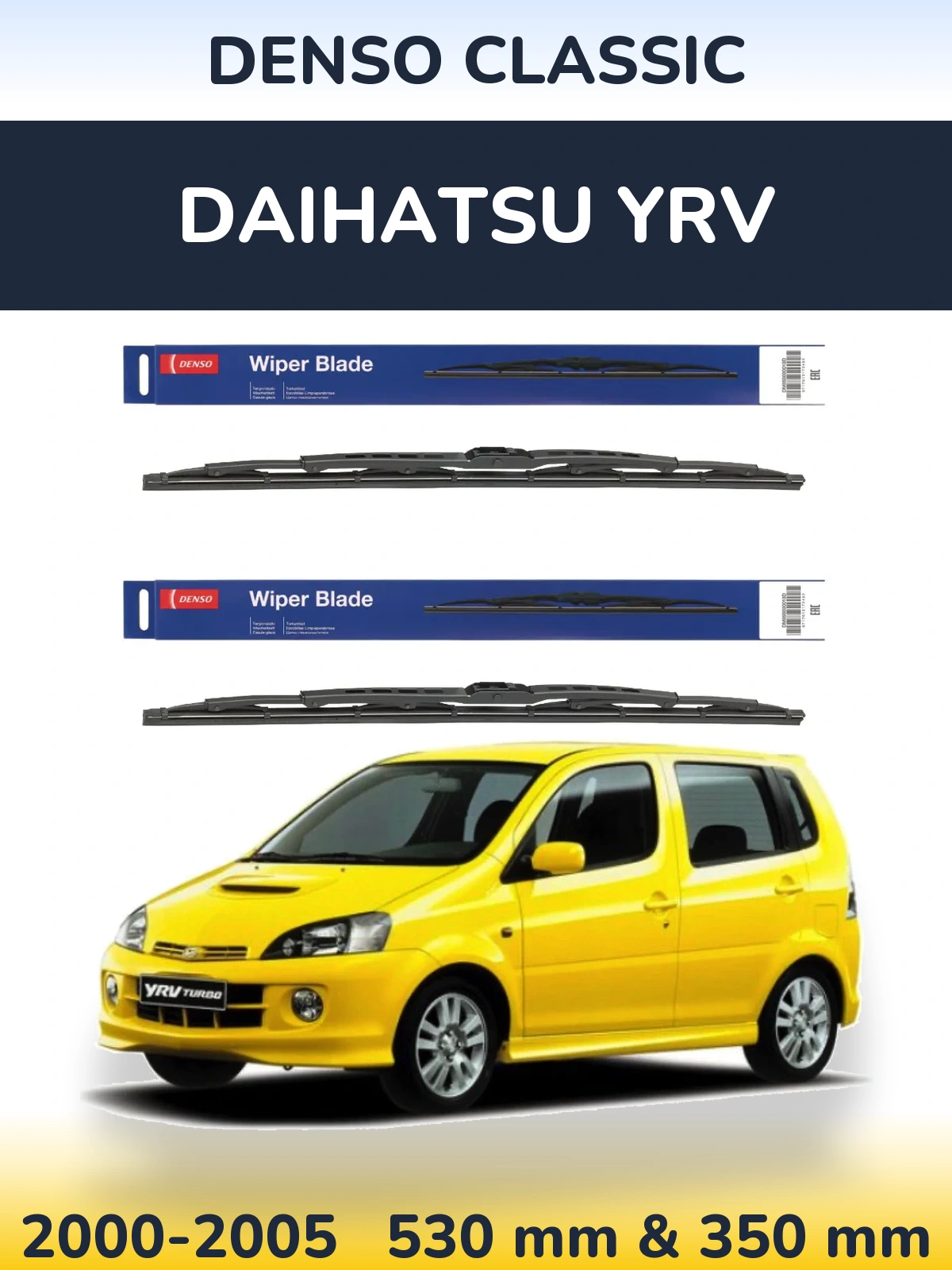 Komplet przednich wycieraczek Denso Classic 530 & 350 mm do Daihatsu YRV 2000-2005