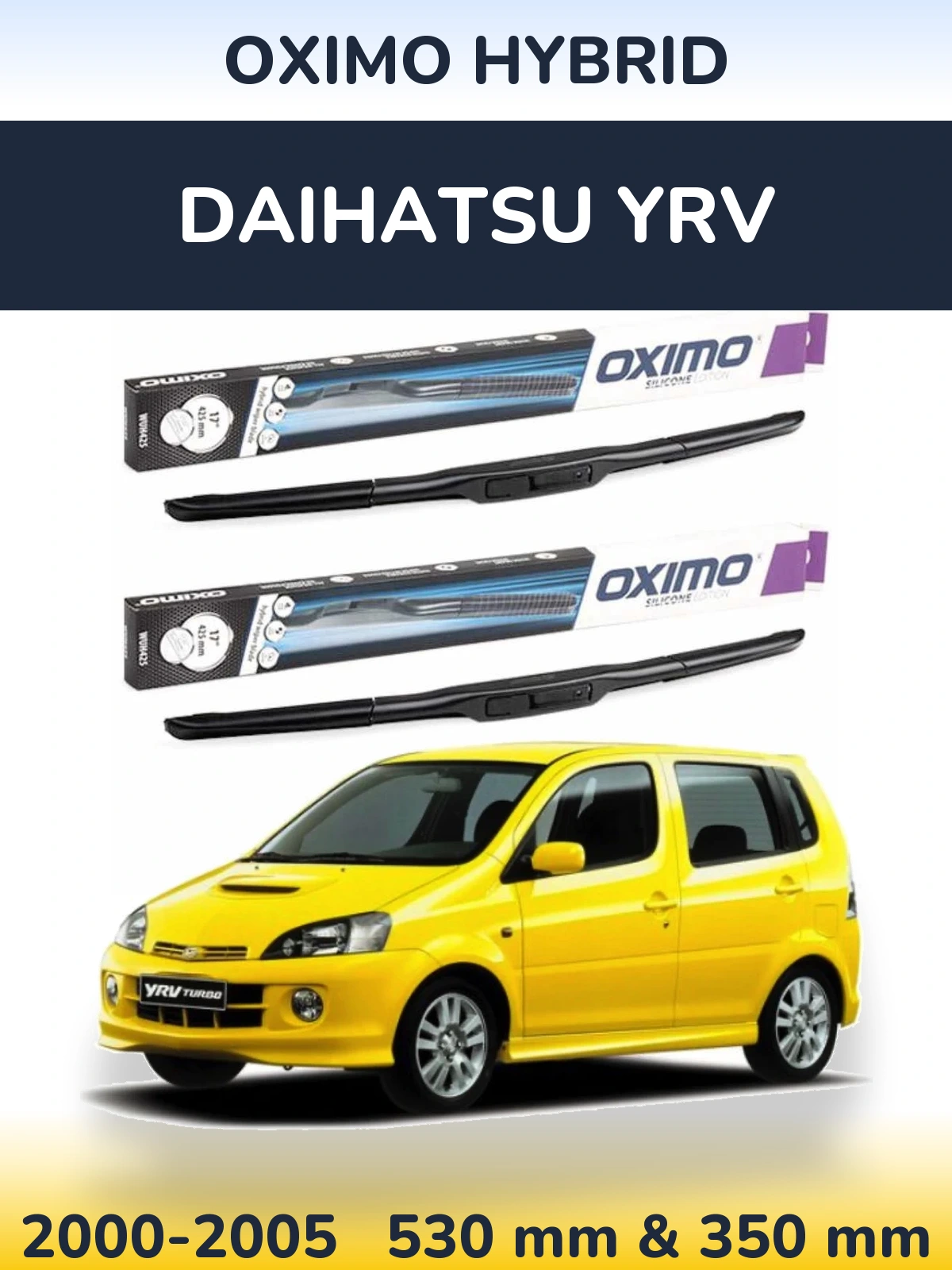 Комплект передних дворников Oximo Hybrid 530 & 350 мм для Daihatsu YRV 2000-2005