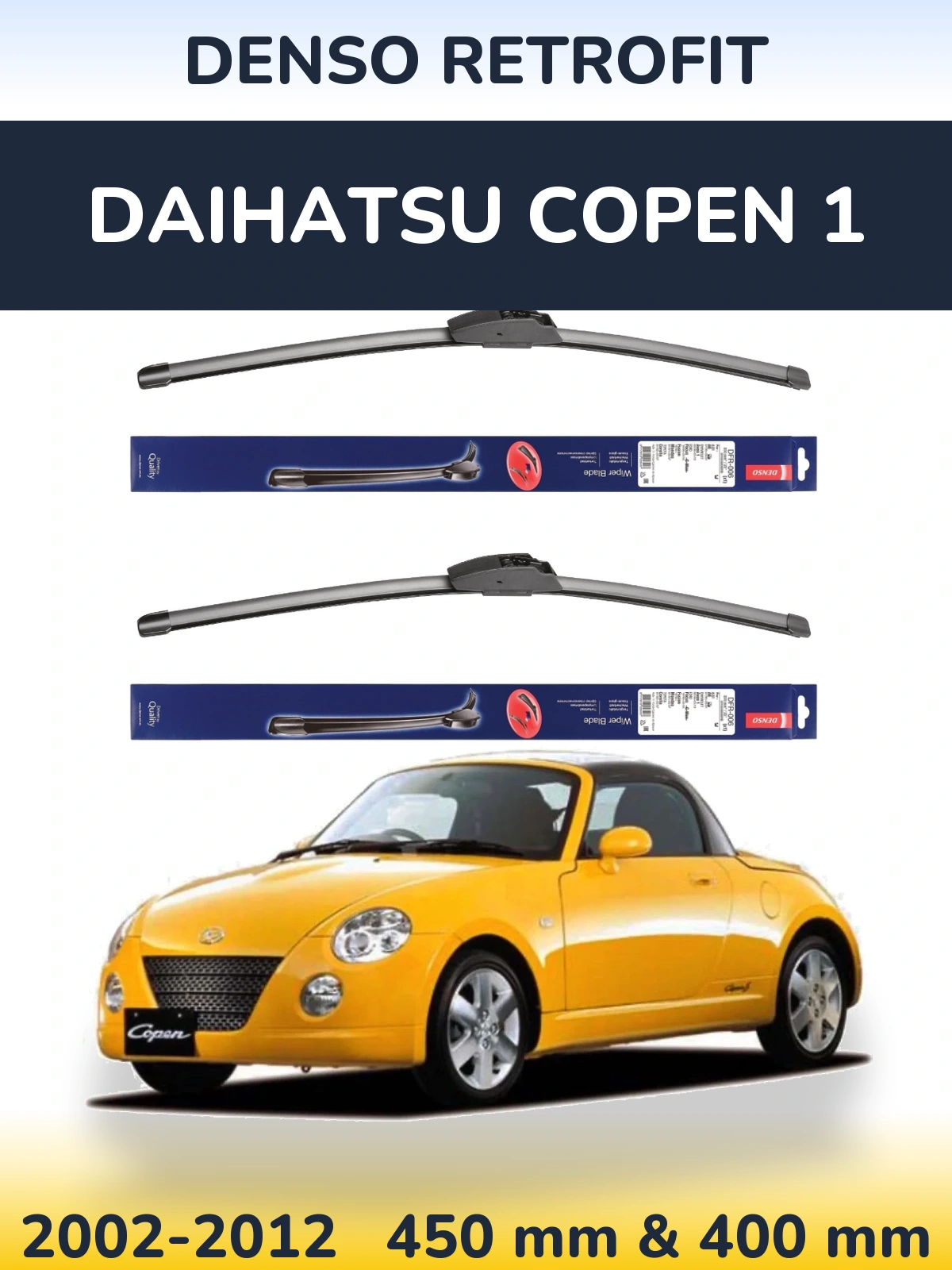 Комплект передних дворников Denso Retrofit 450 & 400 мм для Daihatsu Copen 1 2002-2012