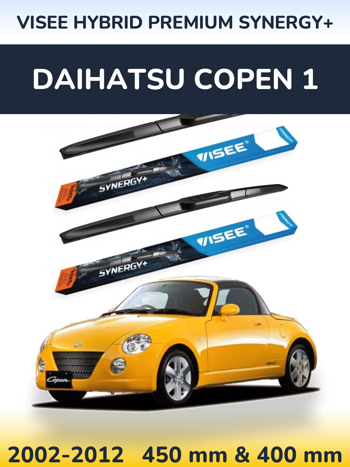 Комплект передних дворников VISEE HYBRID PREMIUM SYNERGY+ 450 & 400 мм для Daihatsu Copen 1 2002-2012