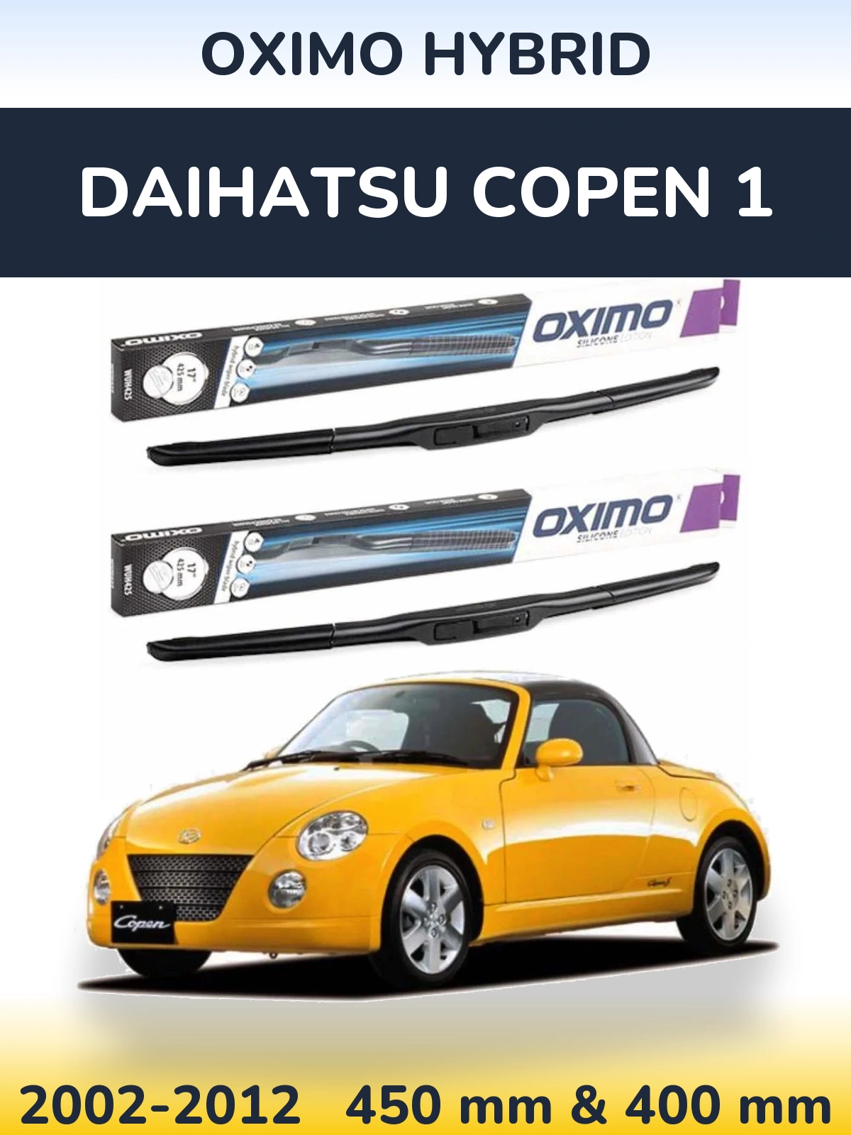 Комплект передних дворников Oximo Hybrid 450 & 400 мм для Daihatsu Copen 1 2002-2012