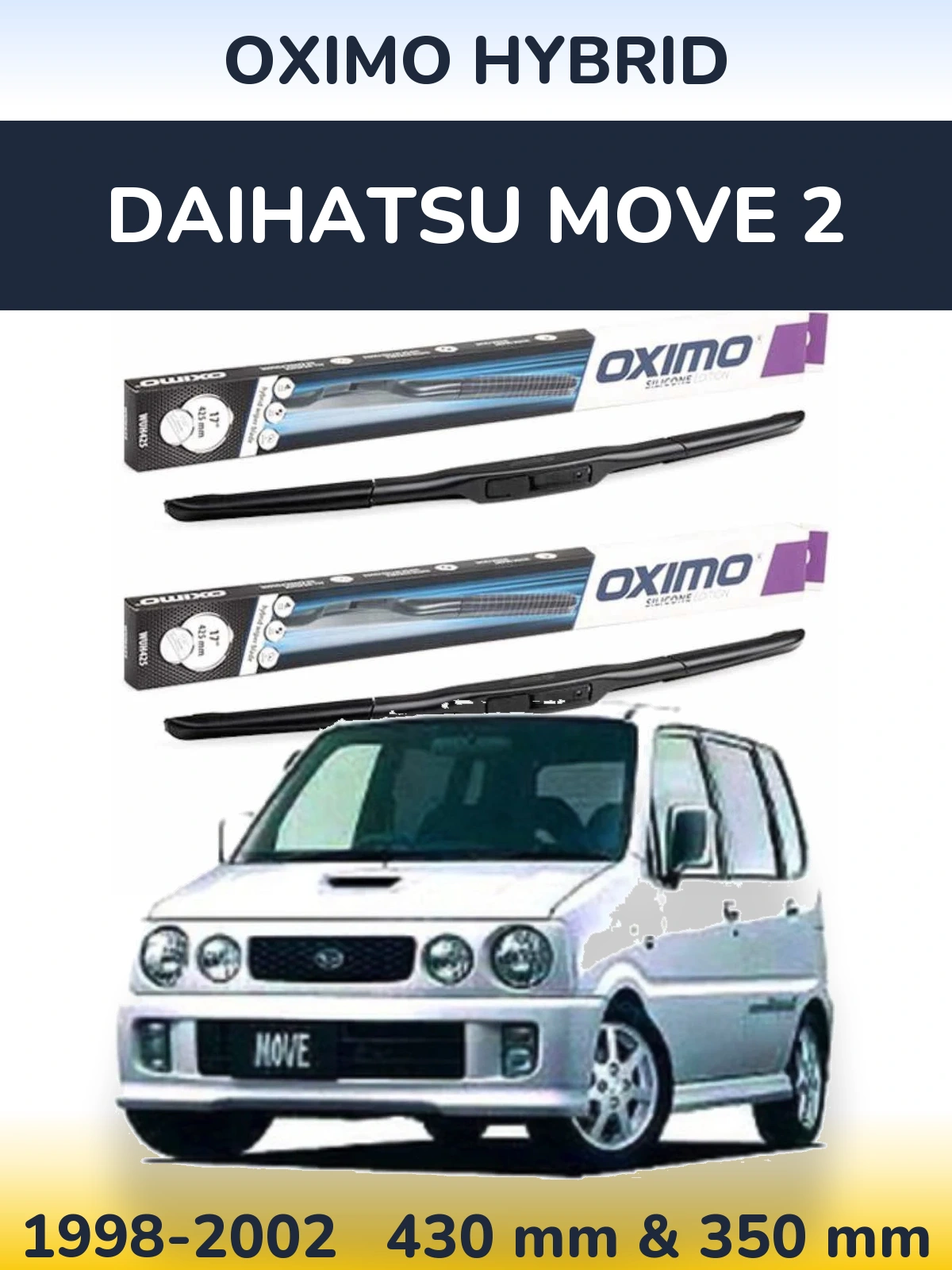 Комплект передних дворников Oximo Hybrid 430 & 350 мм для Daihatsu Move 2 1998-2002