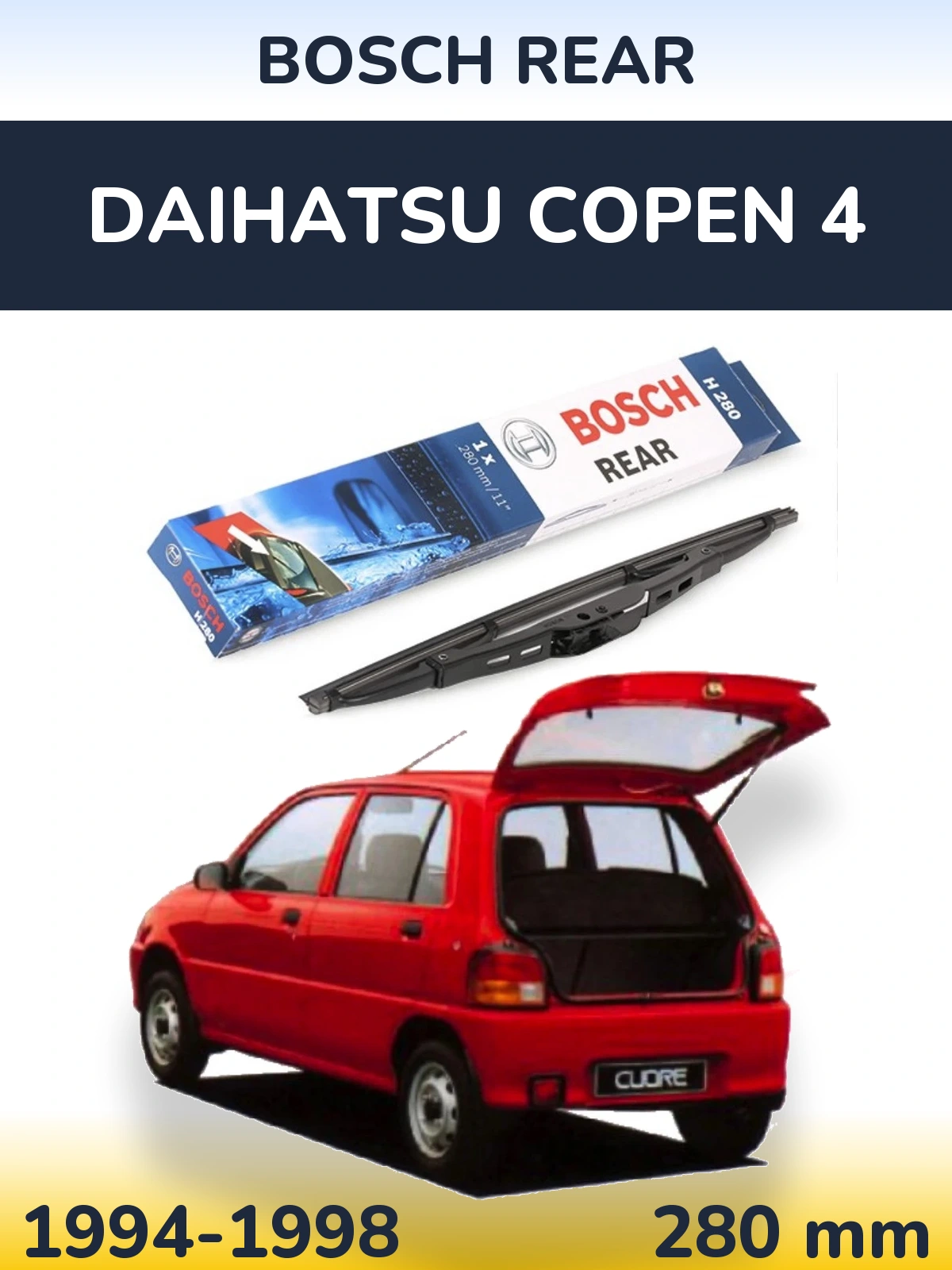 Задний дворник BOSCH Rear 280 мм для Daihatsu Copen 4 1994-1998