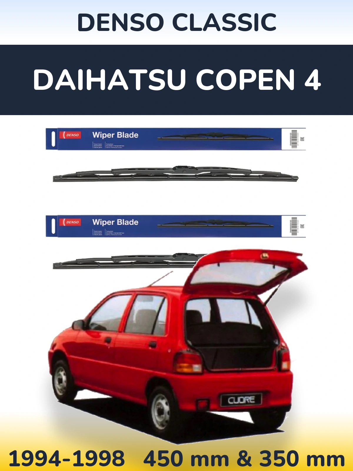 Комплект передніх щіток Denso Classic 450 & 350 мм для Daihatsu Copen 4 1994-1998