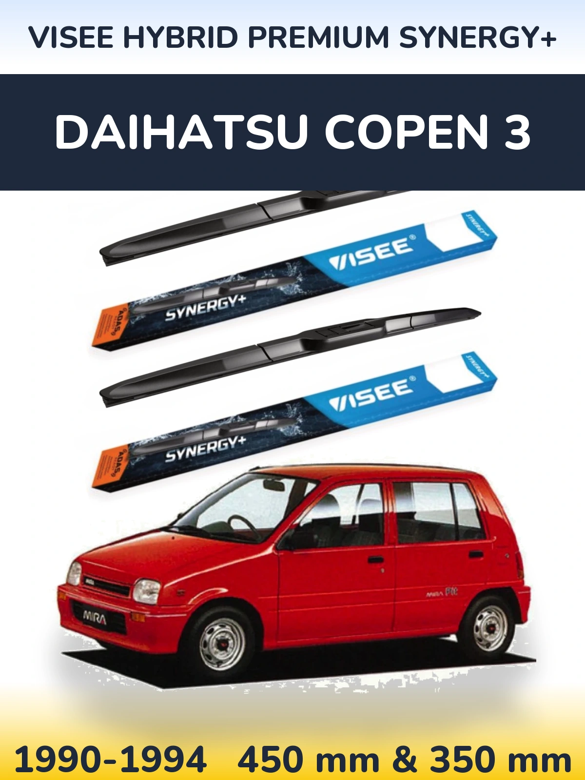 Комплект передних дворников VISEE HYBRID PREMIUM SYNERGY+ 450 & 350 мм для Daihatsu Copen 3 1990-1994
