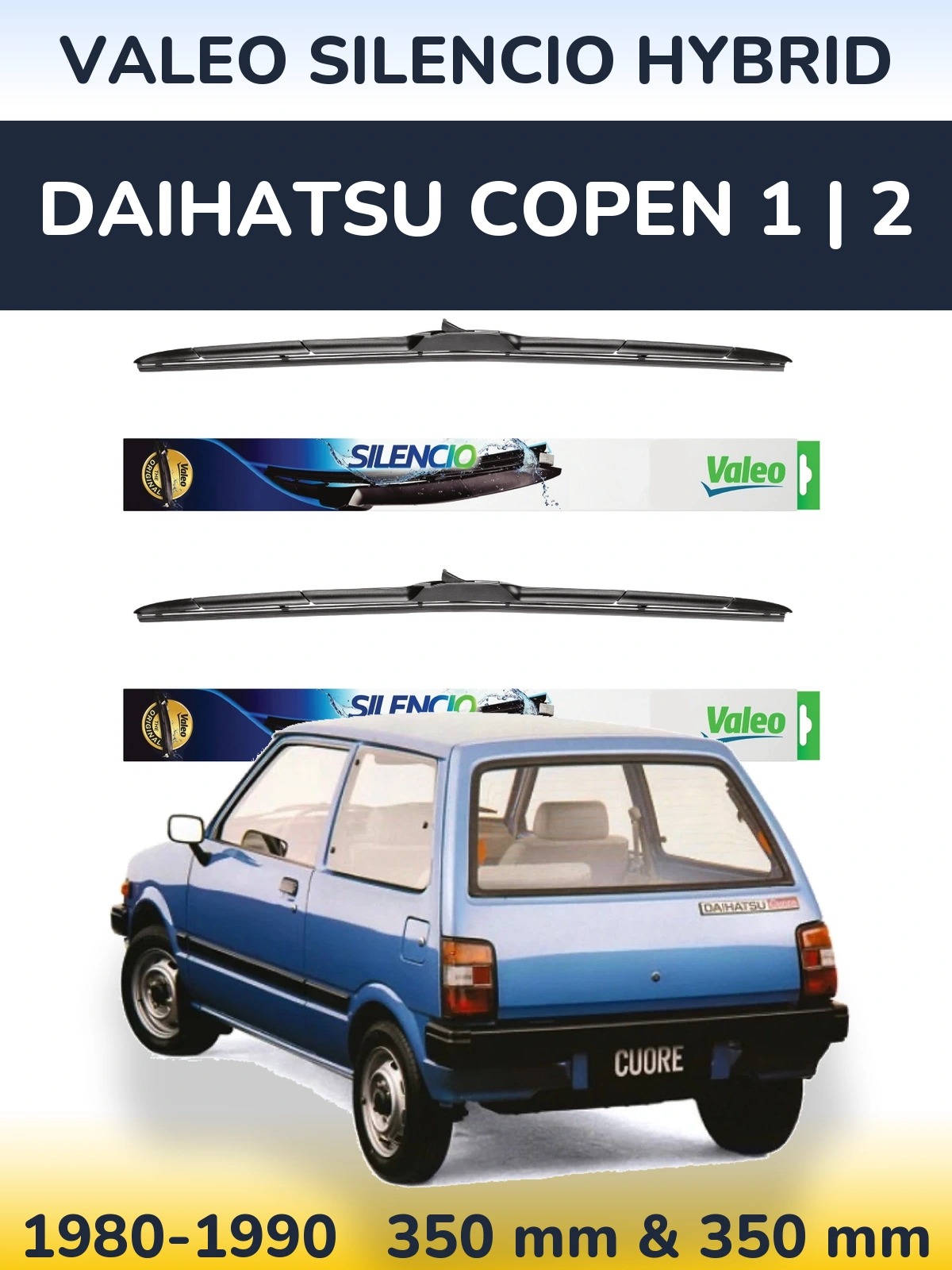 Комплект передних дворников Valeo Silencio Hybrid 350 & 350 мм для Daihatsu Copen 1 | 2 1980-1990