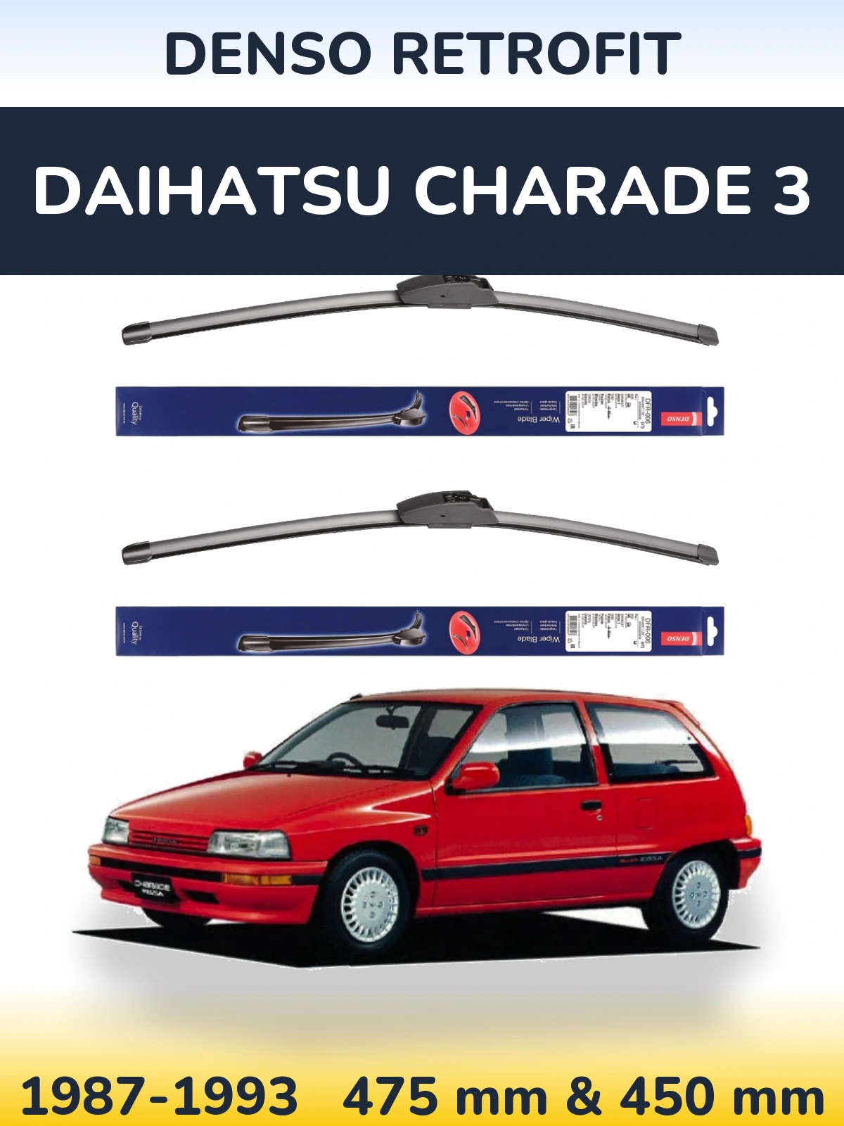 Комплект передних дворников Denso Retrofit 475 & 450 мм для Daihatsu Charade 3 1987-1993