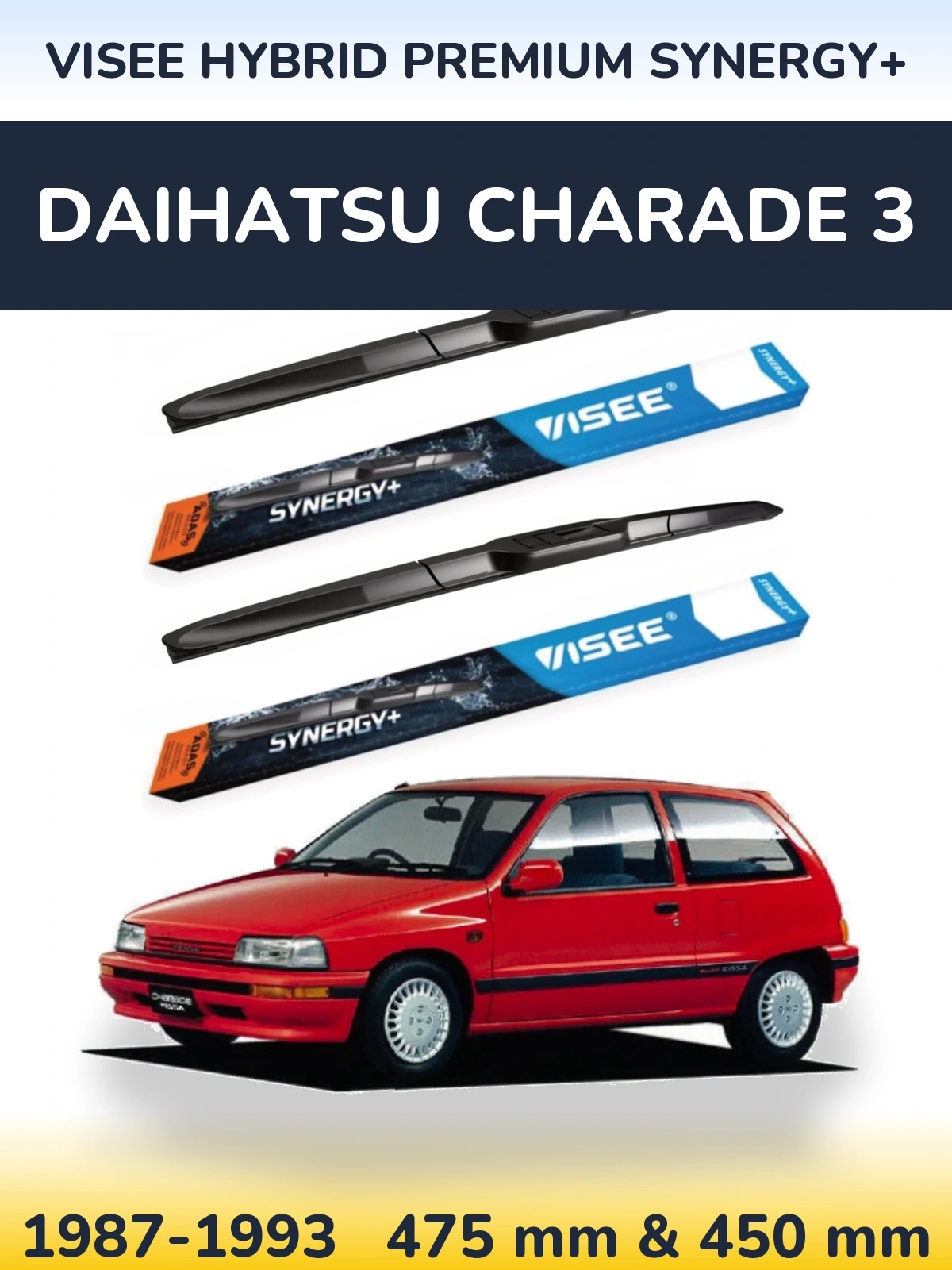 Комплект передніх щіток VISEE HYBRID PREMIUM SYNERGY+ 475 & 450 мм для Daihatsu Charade 3 1987-1993