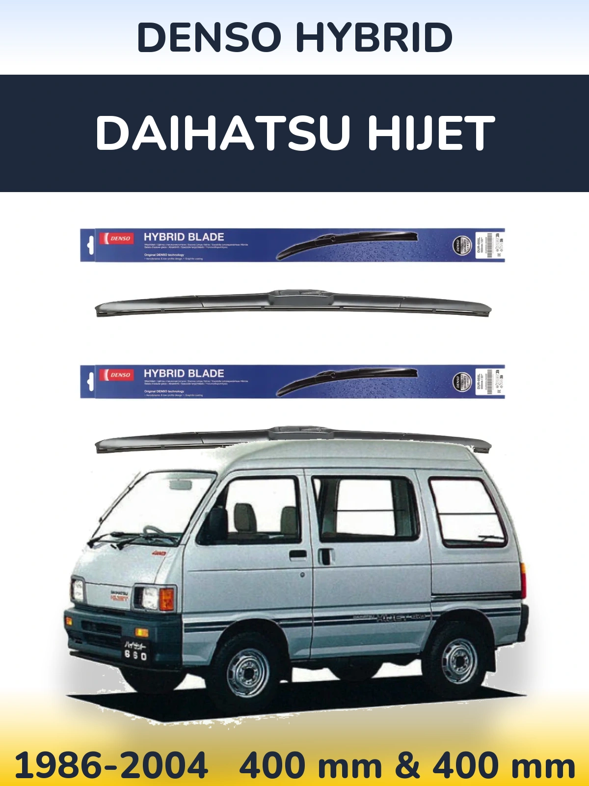 Front wiper blade set Denso Hybrid 400 & 400 mm for Daihatsu HiJet 1986-2004
