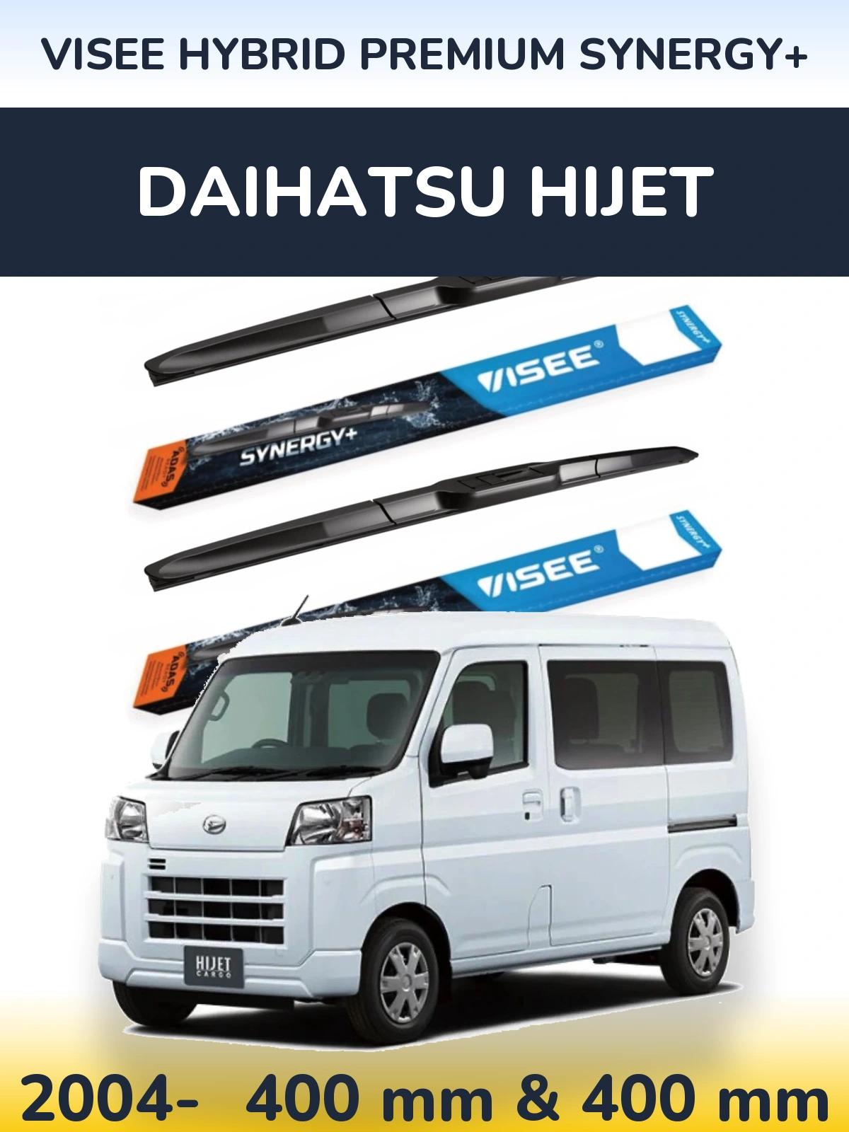 Комплект передних дворников VISEE HYBRID PREMIUM SYNERGY+ 400 & 400 мм для Daihatsu HiJet 2004-2026