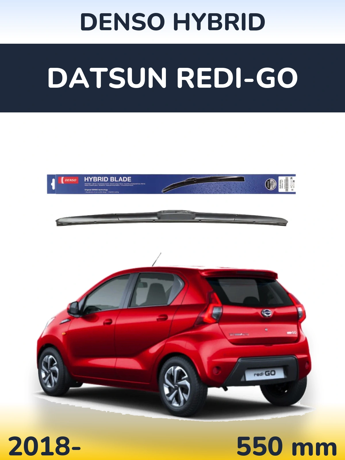 Front wiper blade Denso Hybrid 550 mm for Datsun Redi-Go 2018-2026