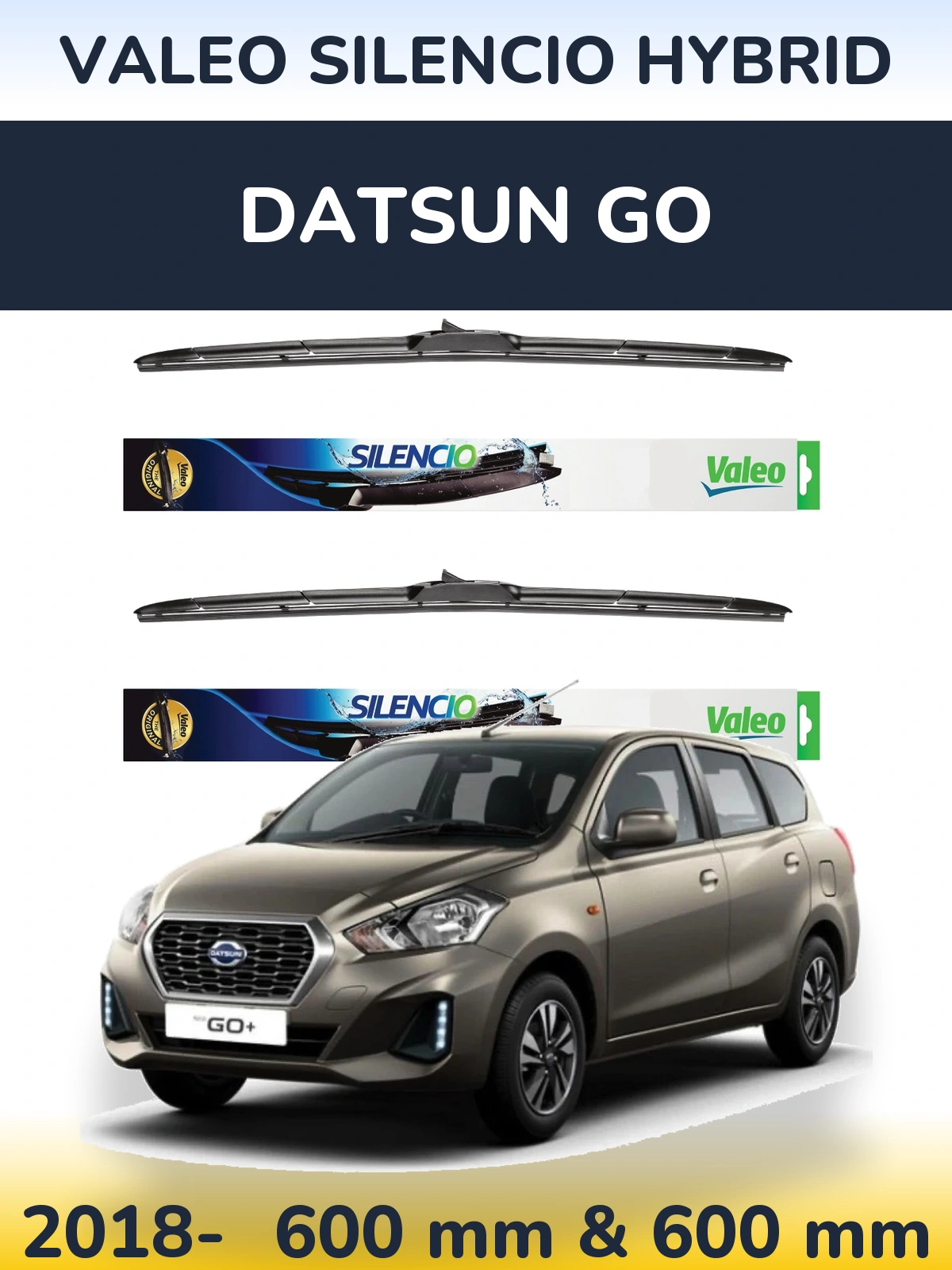 Komplet przednich wycieraczek Valeo Silencio Hybrid 600 & 600 mm do Datsun Go 2018-2026