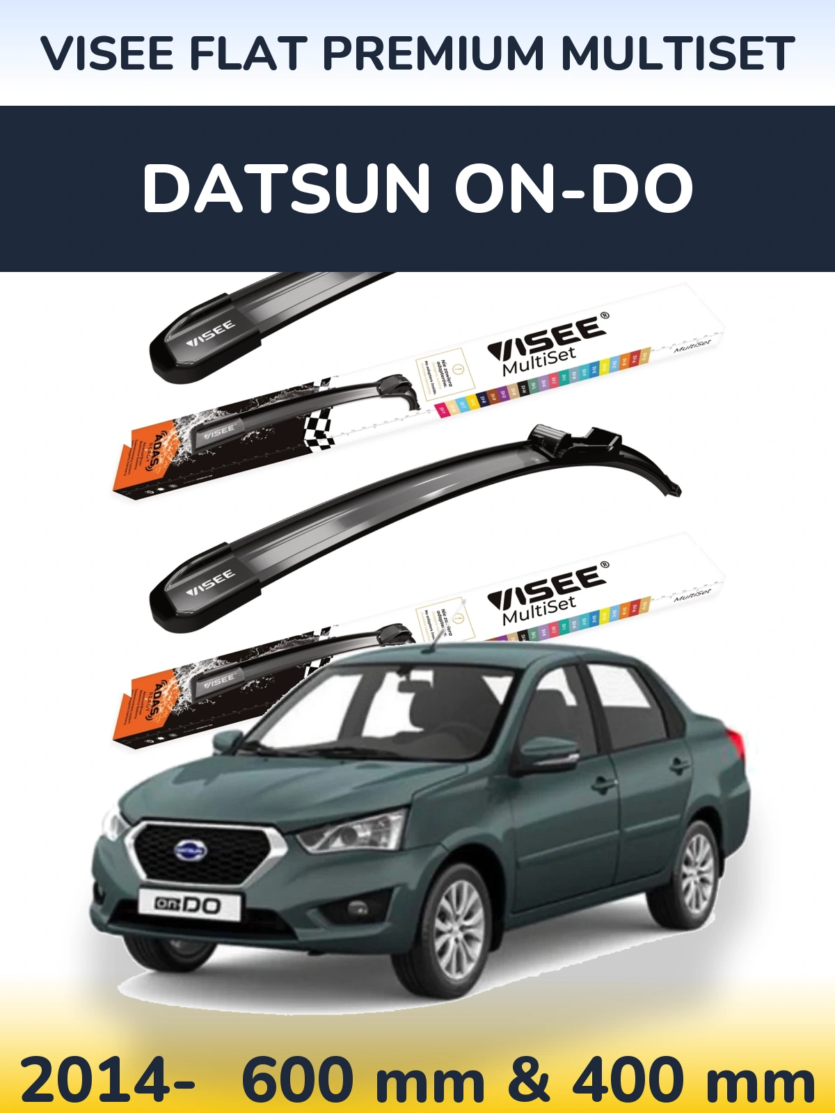 Front wiper blade set VISEE FLAT PREMIUM MultiSet 600 & 400 mm for Datsun on-DO 2014-2026