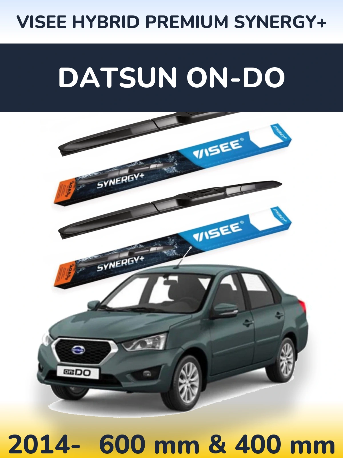 Комплект передніх щіток VISEE HYBRID PREMIUM SYNERGY+ 600 & 400 мм для Datsun on-DO 2014-2026