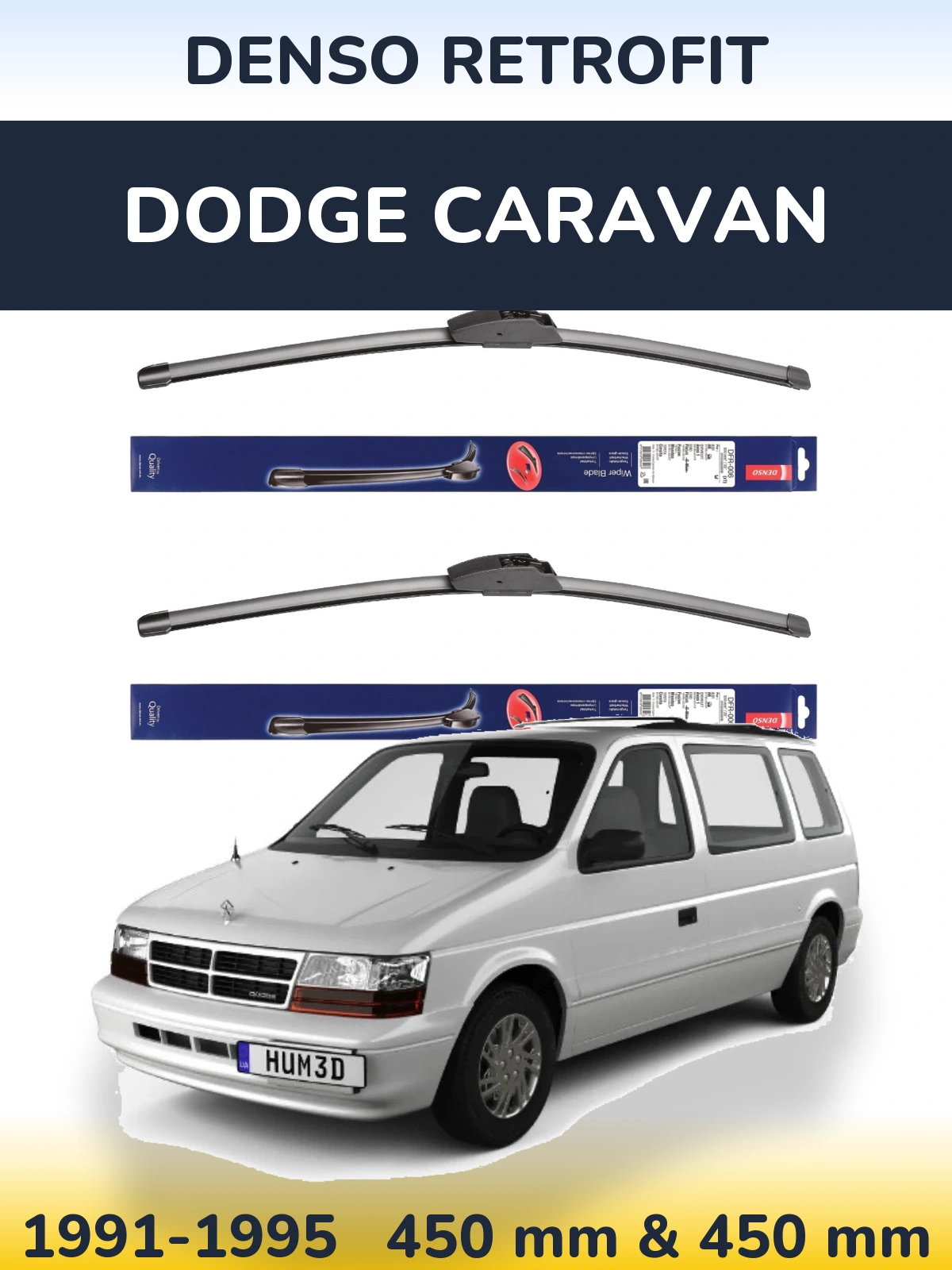 Комплект передніх щіток Denso Retrofit 450 & 450 мм для Dodge Caravan 1991-1995