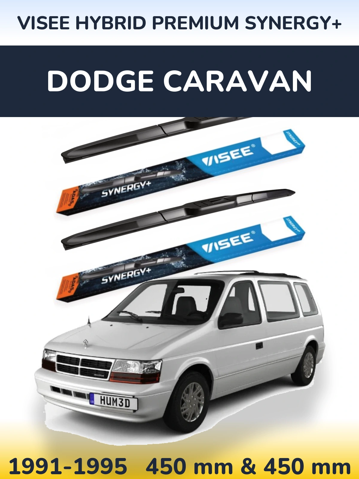 Komplet przednich wycieraczek VISEE HYBRID PREMIUM SYNERGY+ 450 & 450 mm do Dodge Caravan 1991-1995